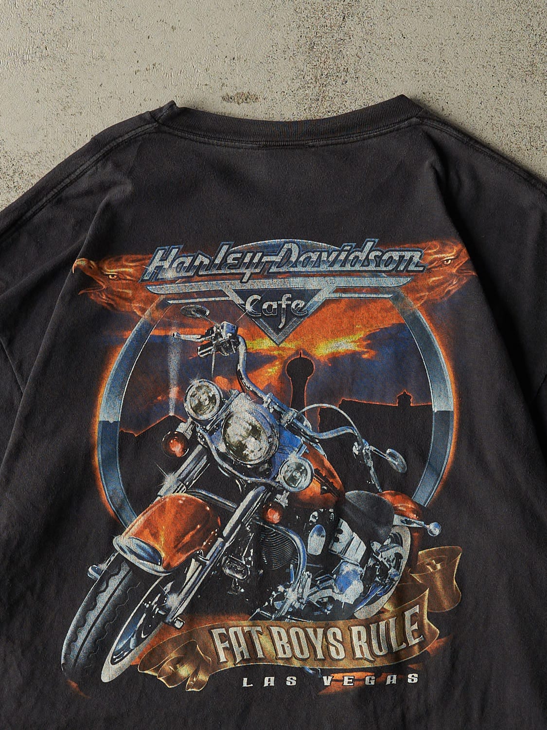 Vintage 90s Black Harley Davidson Cafe Las Vegas Tee (L/XL) - Image 4