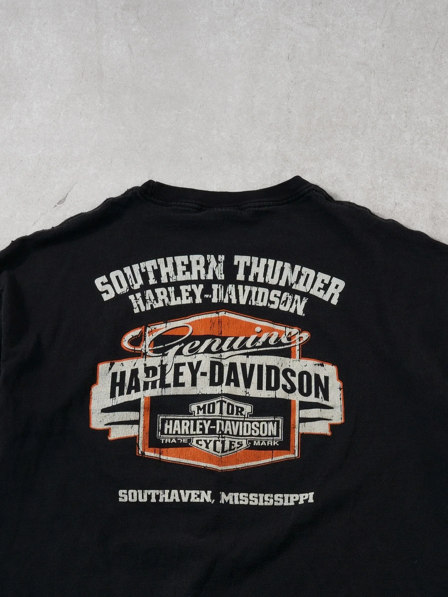 Vintage 90s Black Harley Davidson Ride Hard Mississippi Tee (L) - Image 4