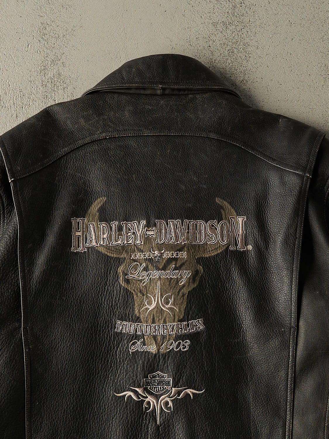 Vintage 90s Black Harley Davison Leather Biker Jacket (XL) - Image 4