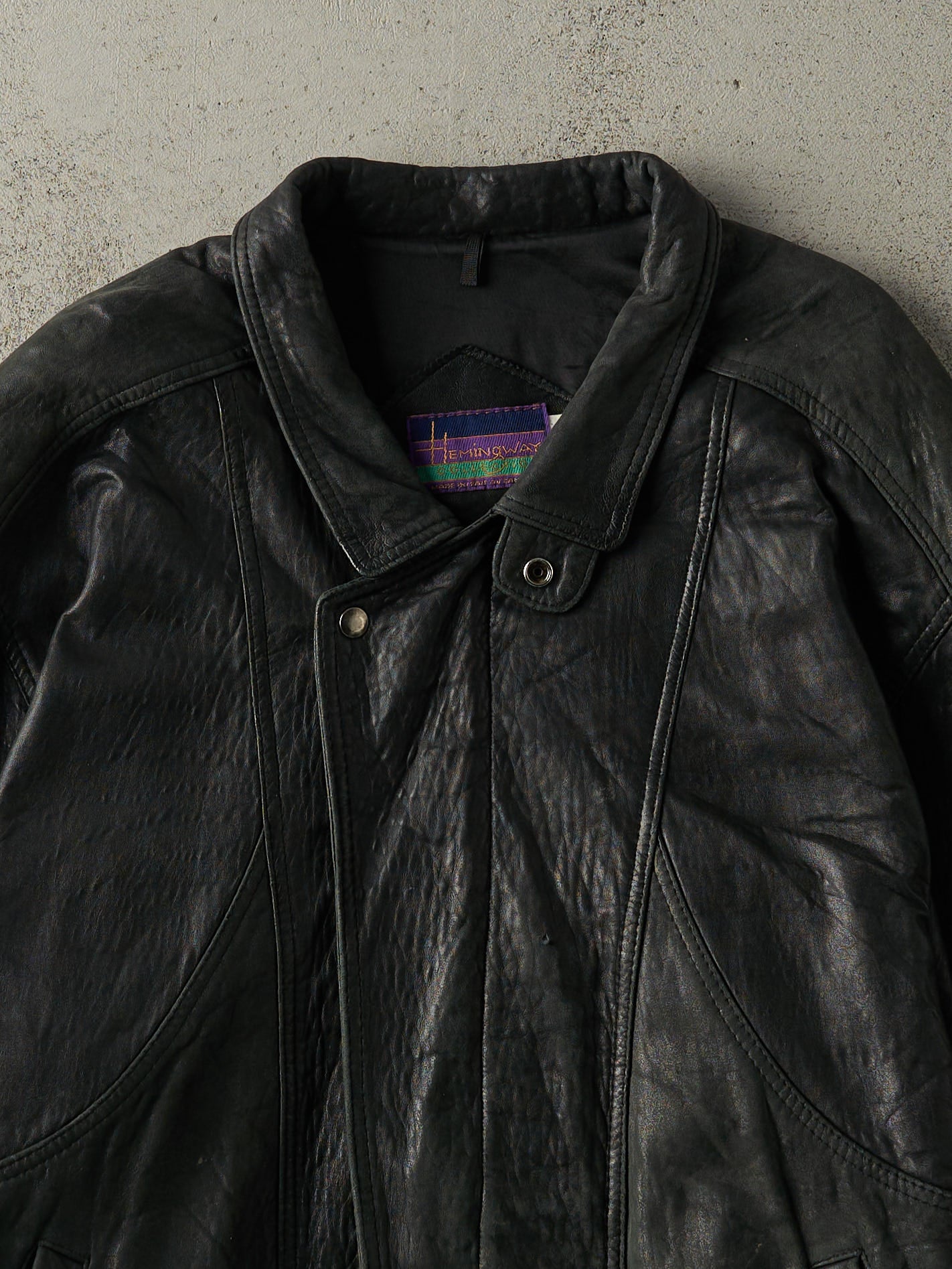 Vintage 90s Black Hemingway Soft Leather Jacket (XL/XXL) - Image 3