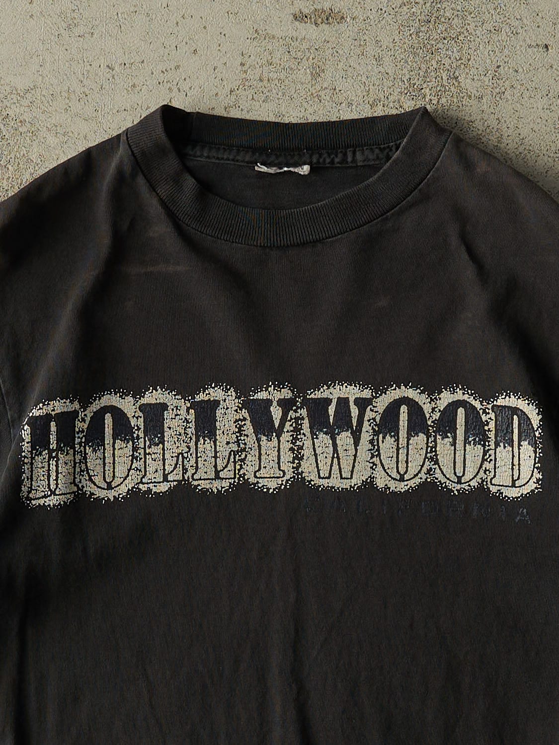 Vintage 90s Faded Black Hollywood Baby Tee (XXS/XS) - Image 2