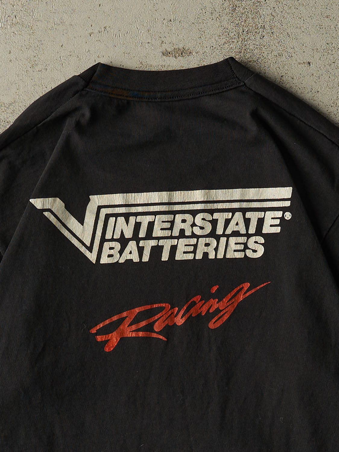 Vintage 90s Black Interstate Batteries Racing Tee (L) - Image 4