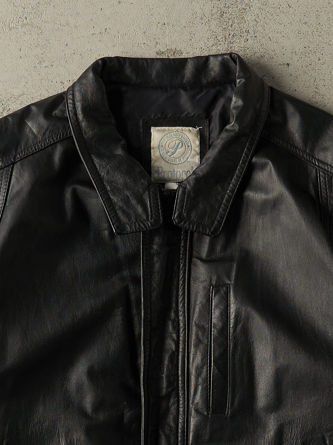 Vintage 90s Black Leather Bomber Jacket (L/XL) - Image 3