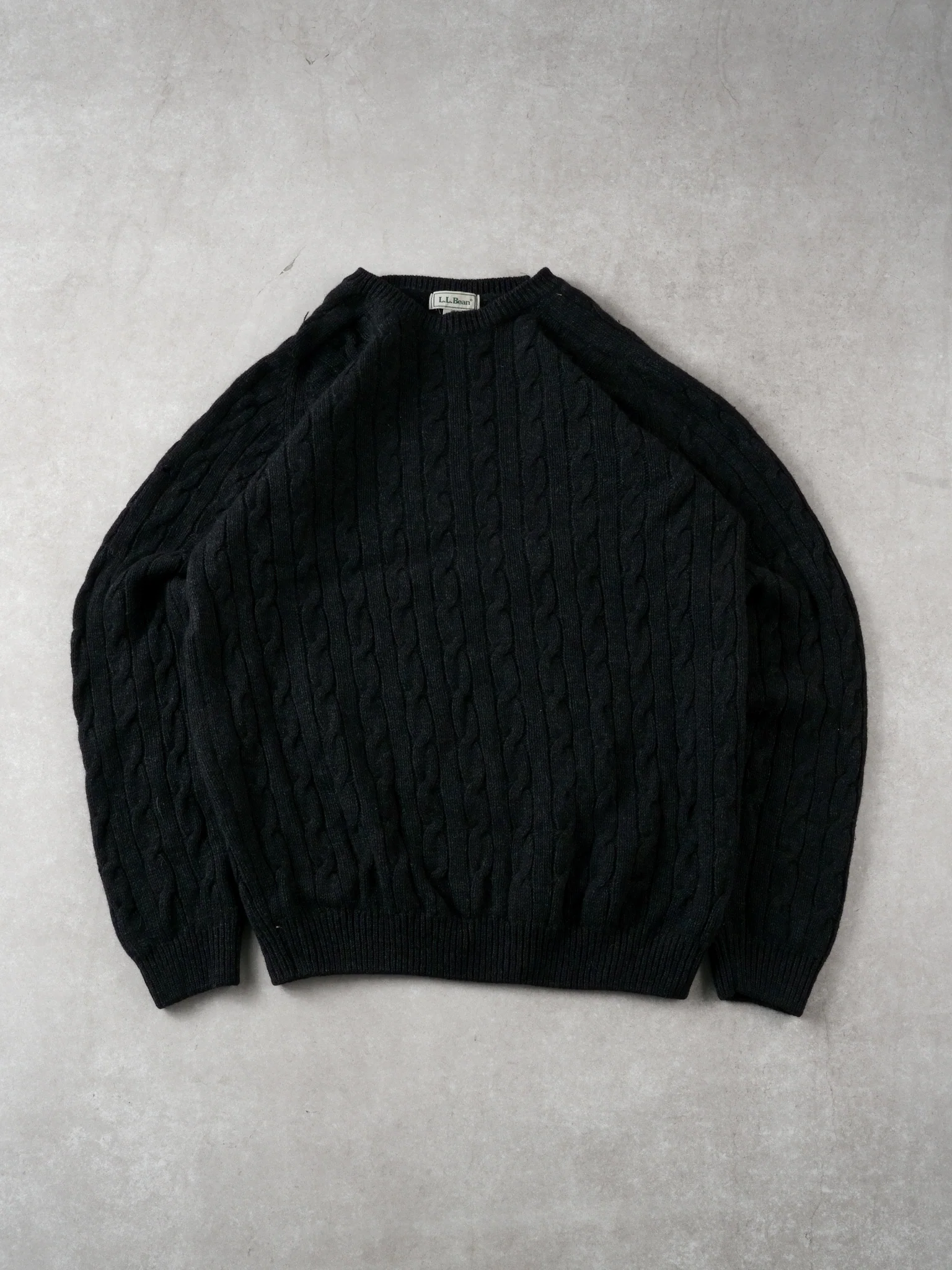Vintage 90s Black LL Bean Patterned Knit Wool Crewneck (L)