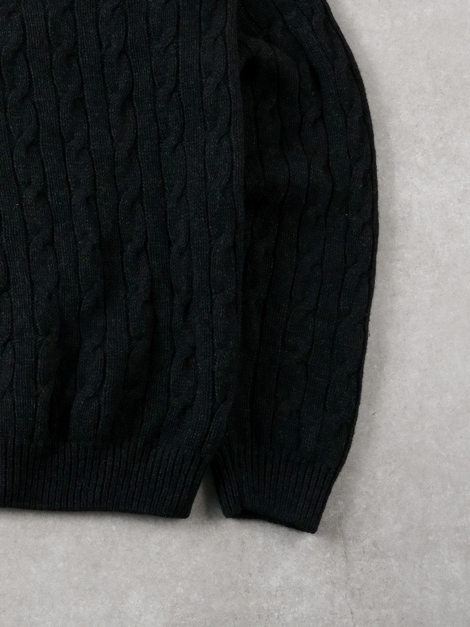 Vintage 90s Black LL Bean Patterned Knit Wool Crewneck (L) - Image 3