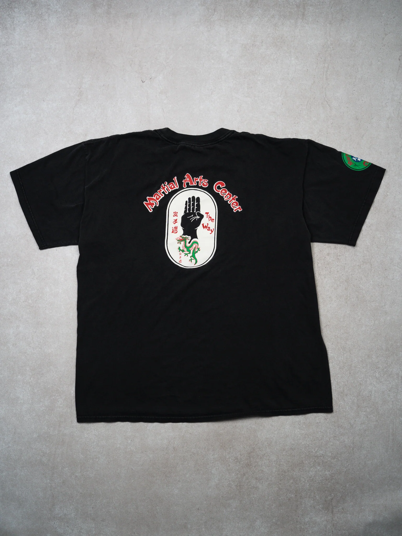Vintage 90s Black Martial Arts Center Dragon Tee (L) - Image 3