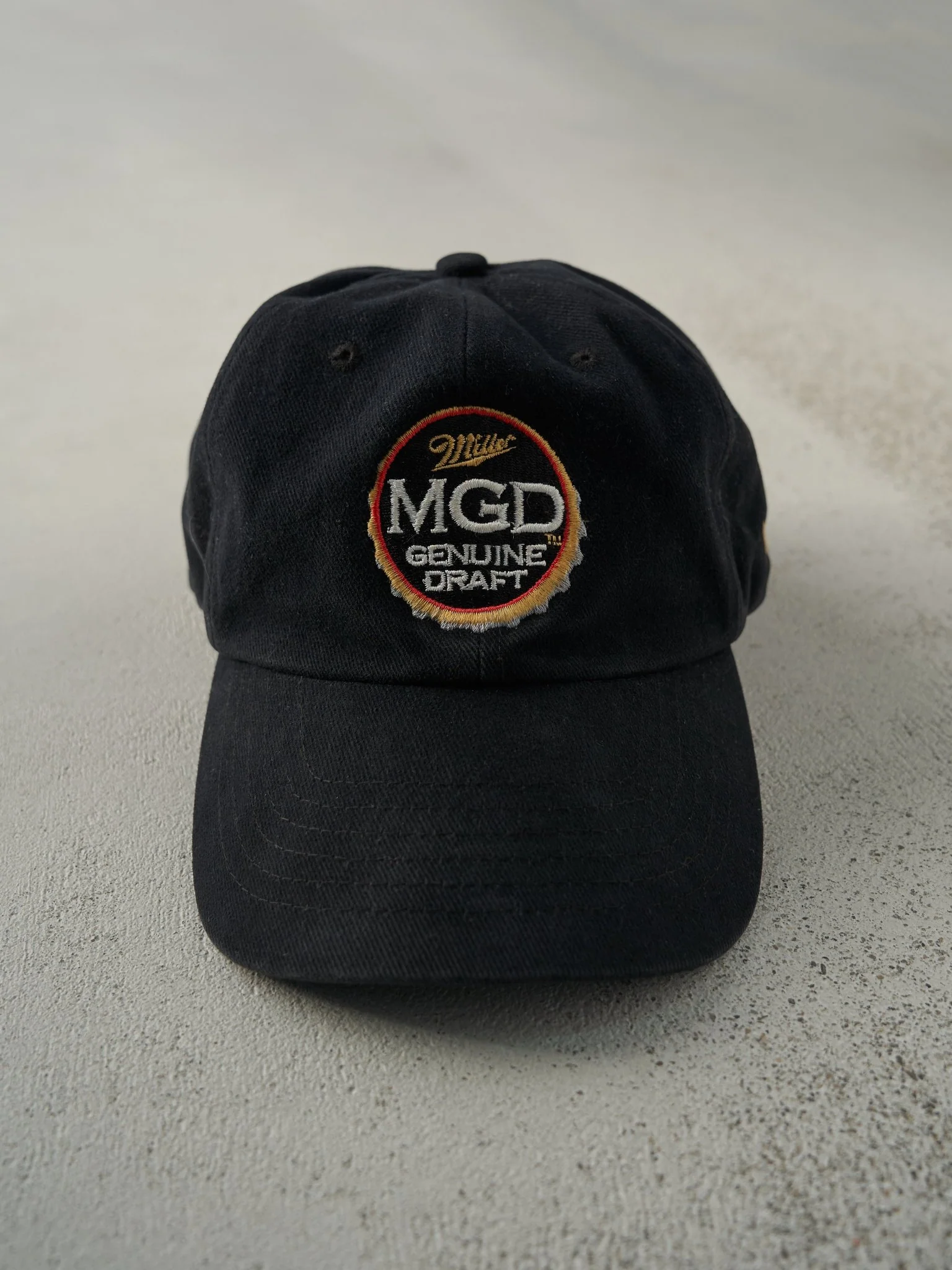 Vintage 90s Black Miller Genuine Draft Embroidered Strapback Hat