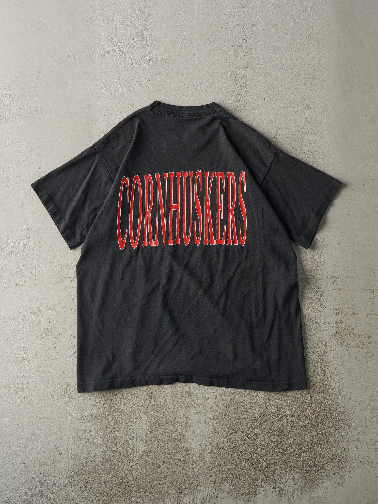 Vintage 90s Black Nebraska University Single Stitch Tee (L) - Image 3