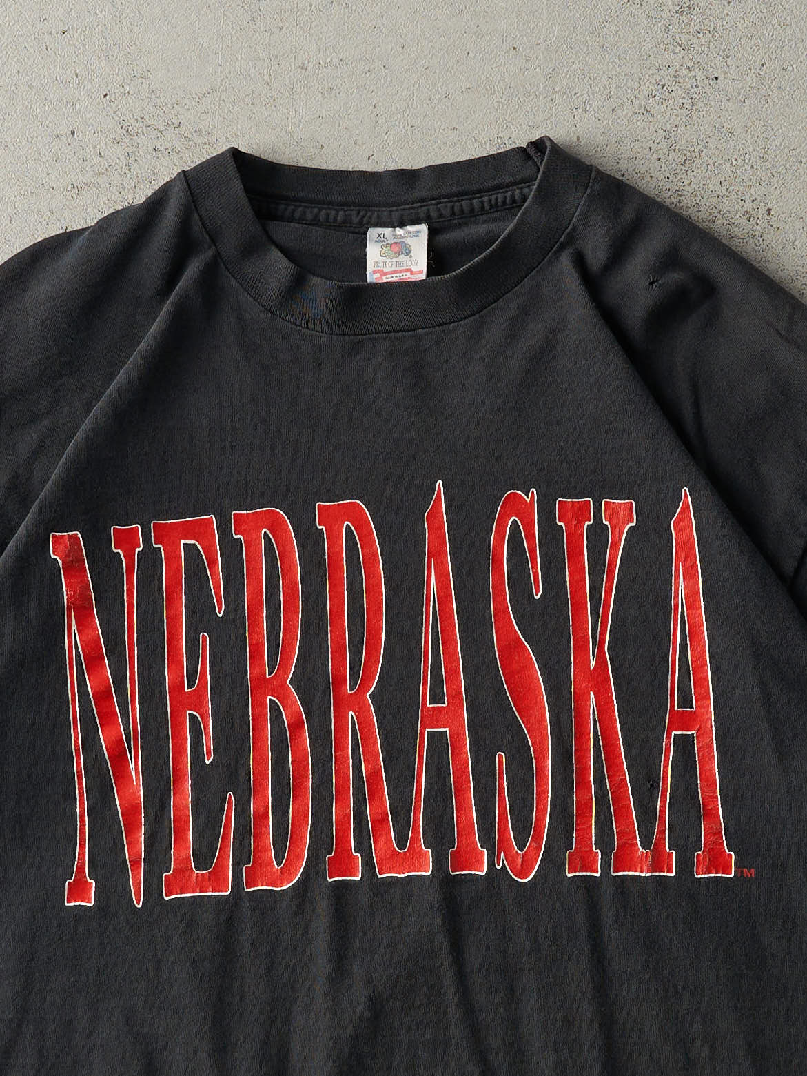 Vintage 90s Black Nebraska University Single Stitch Tee (L) - Image 4