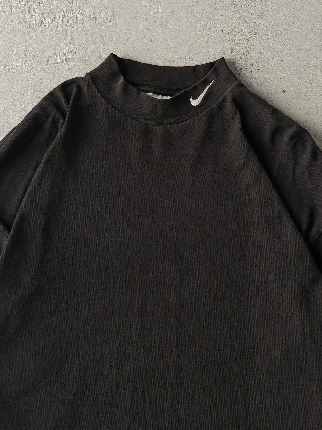 Vintage 90s Black Nike Embroidered Turtleneck Long Sleeve (XXL) - Image 2