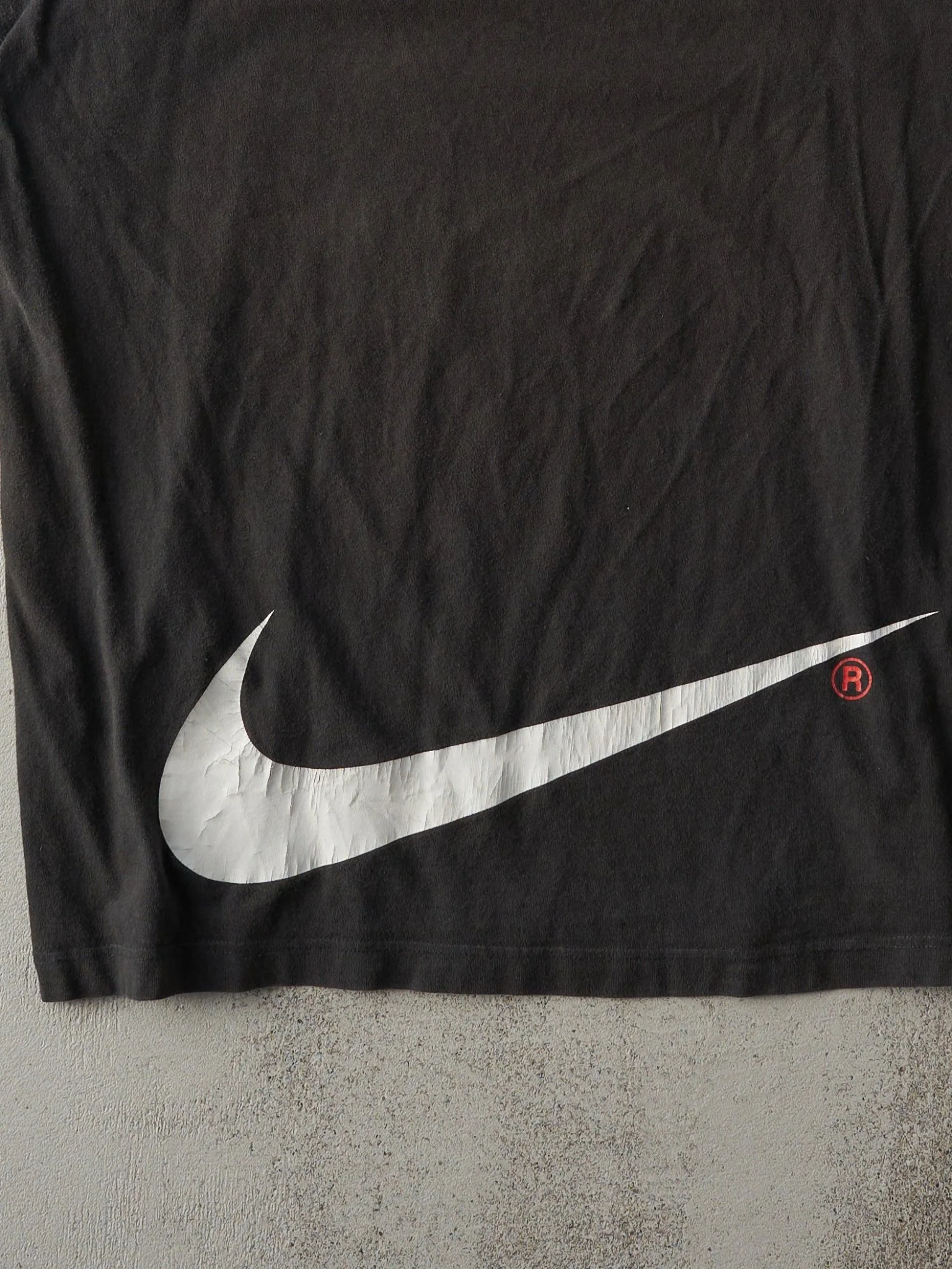 Vintage 90s Black Nike Swoosh Tee (L) - Image 5