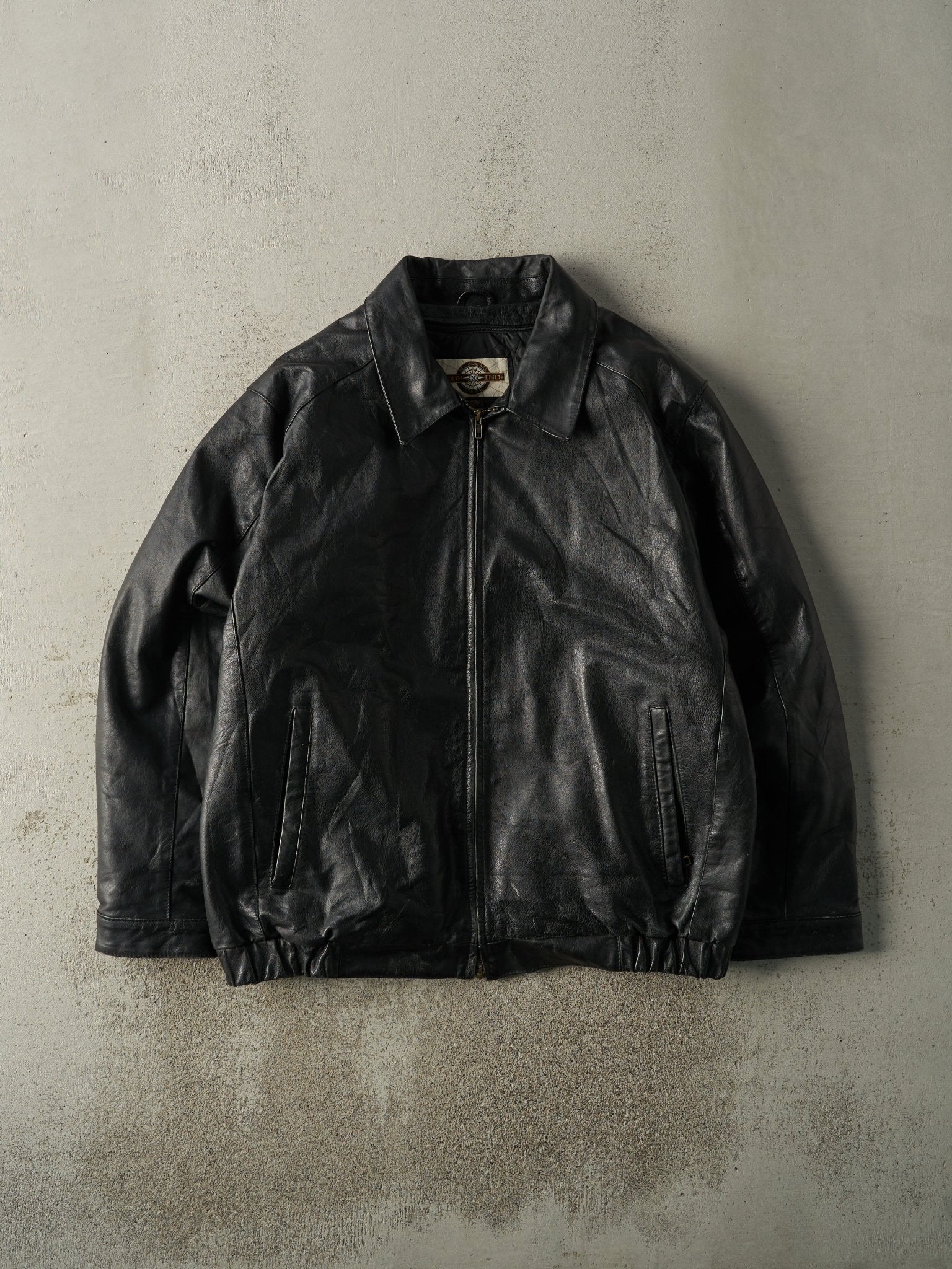 Vintage 90s Black North End Leather Jacket (XL)