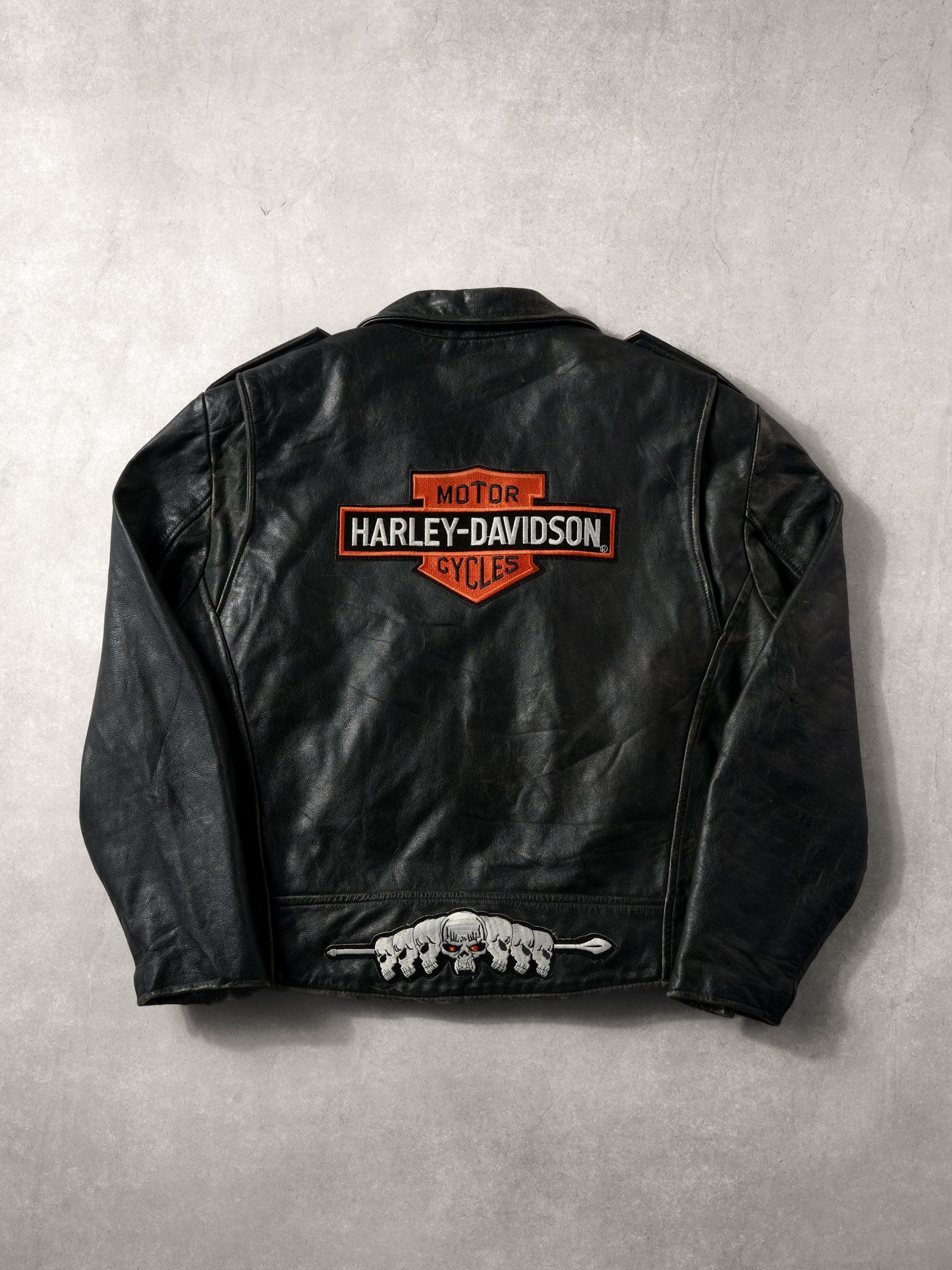 Vintage 90s Black Open Road Biker Harley Davidson Leather Jacket (L) - Image 2