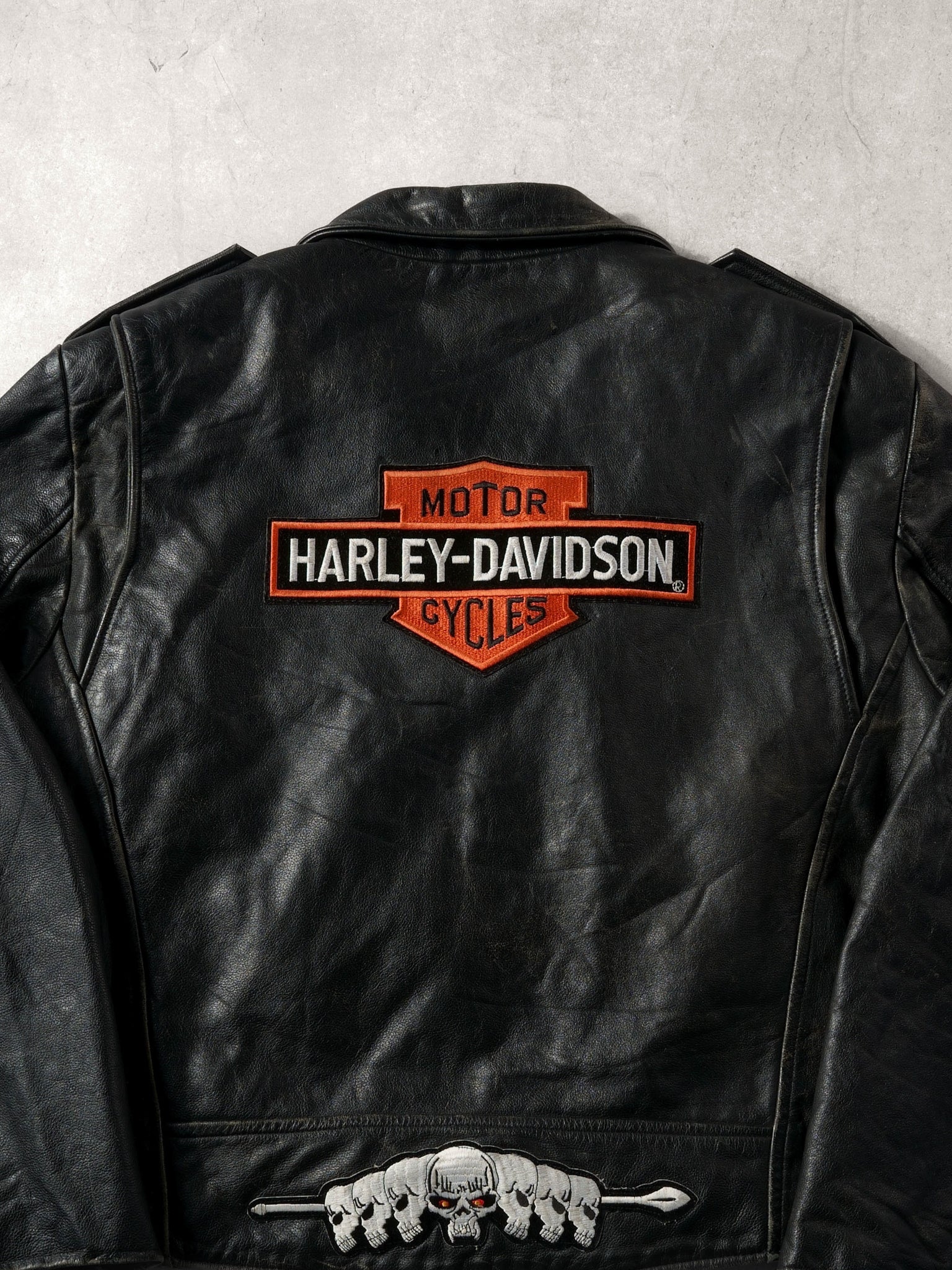 Vintage 90s Black Open Road Biker Harley Davidson Leather Jacket (L) - Image 4