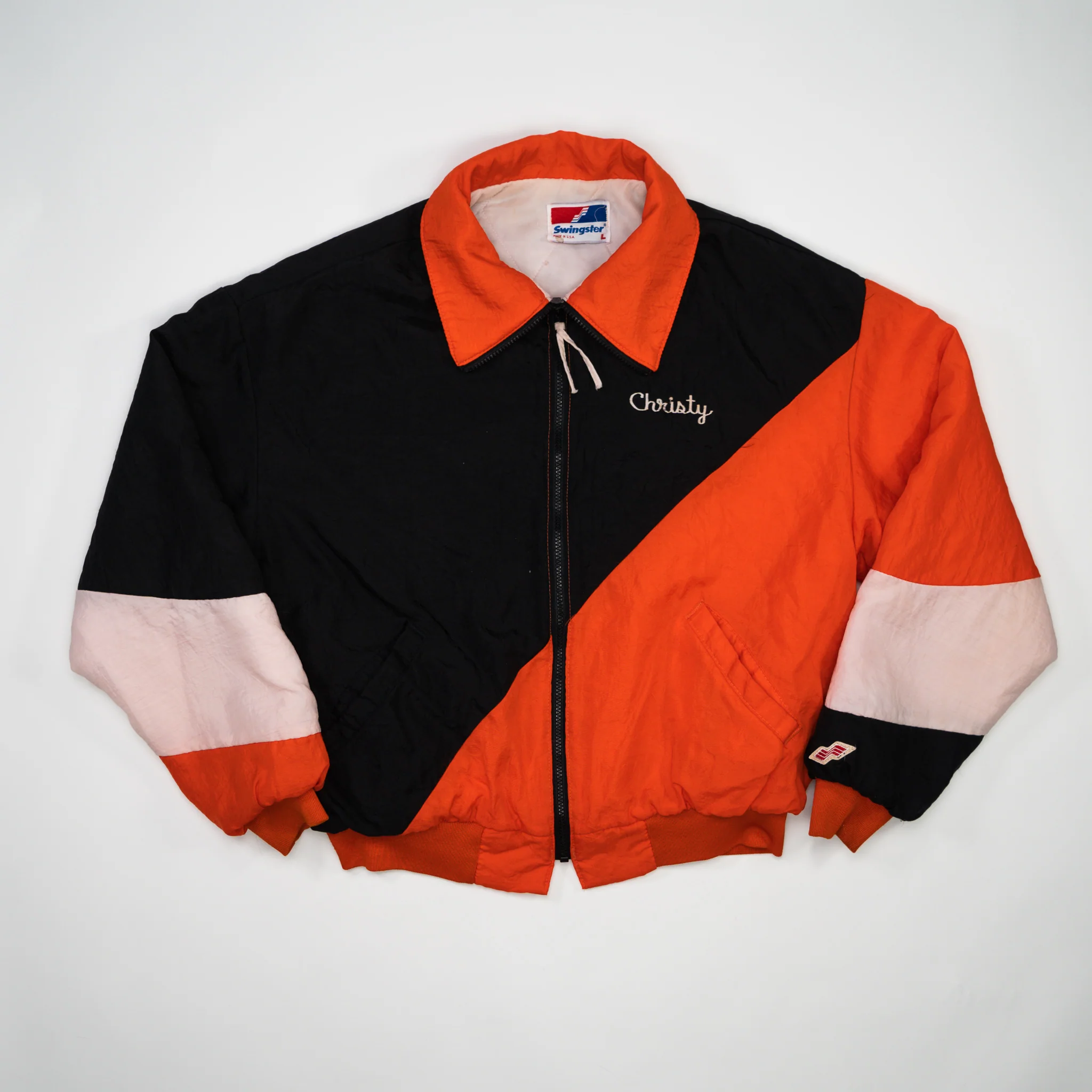 Vintage 90s Black + Orange East Forest Windbreaker Bomber (XL)