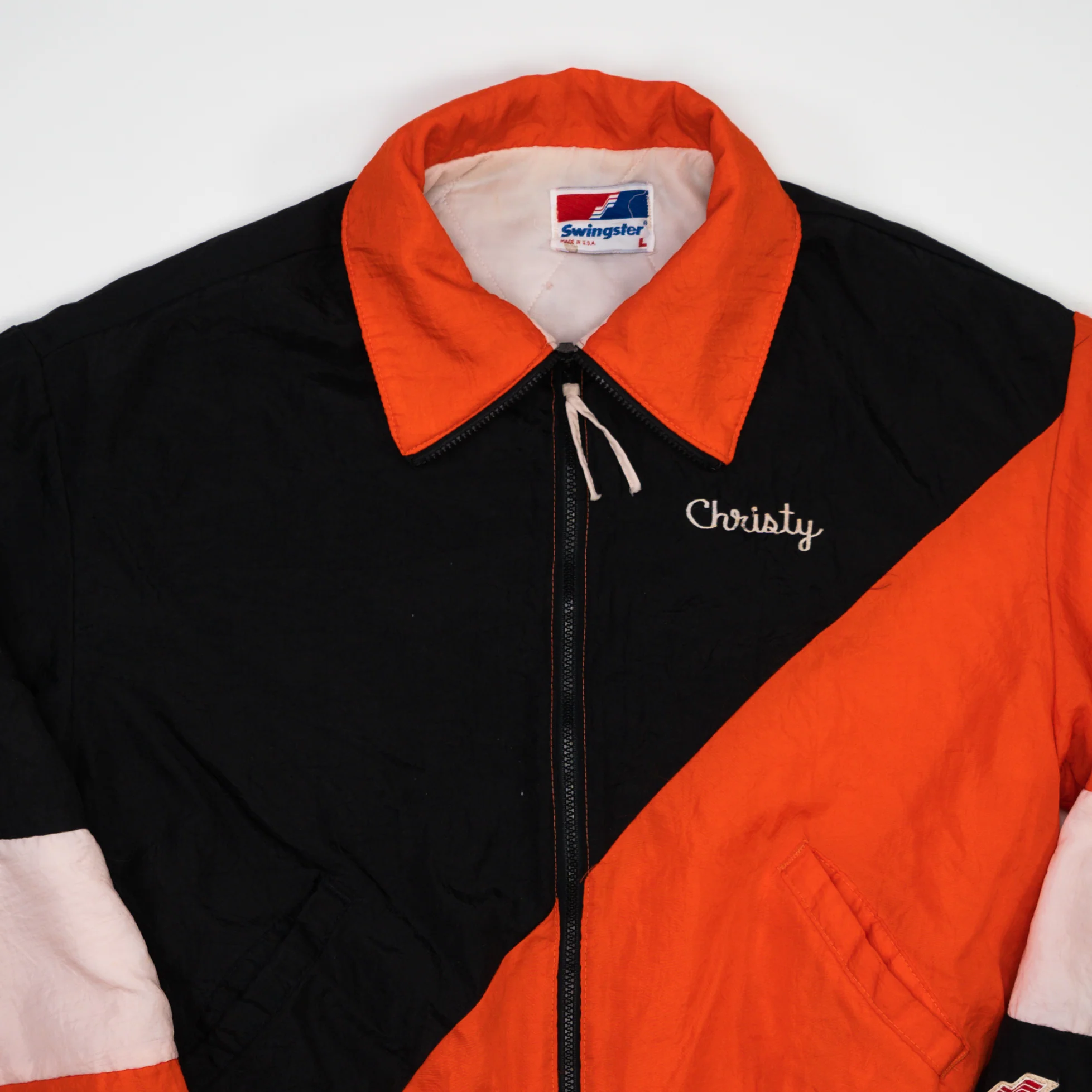 Vintage 90s Black + Orange East Forest Windbreaker Bomber (XL) - Image 2
