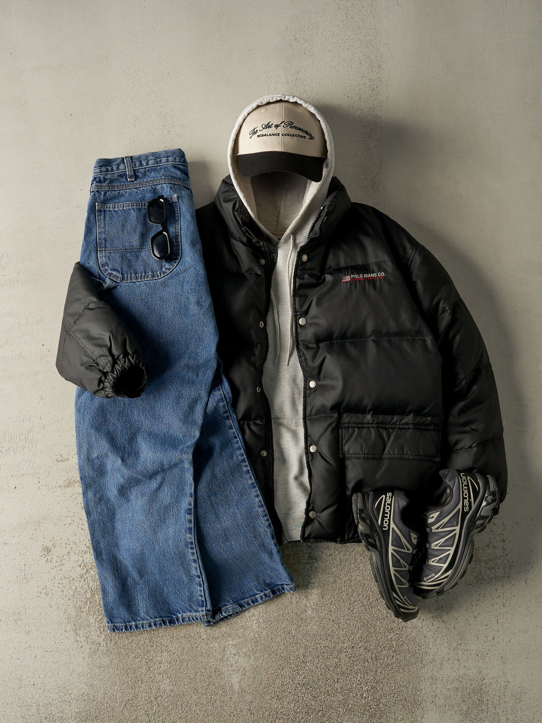 Vintage 90s Black Polo Jeans Puffer Jacket (XL/XXL) - Image 2