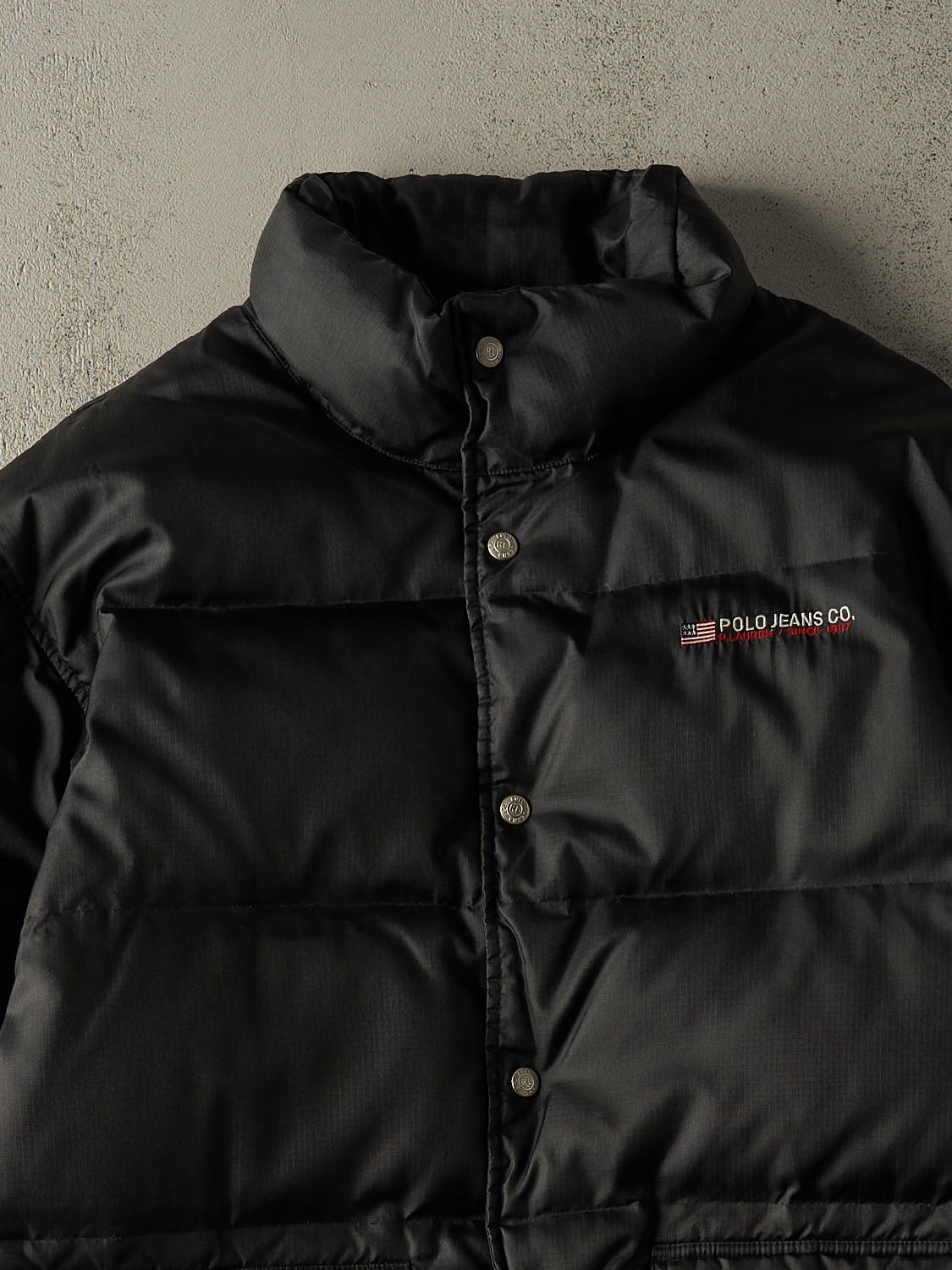 Vintage 90s Black Polo Jeans Puffer Jacket (XL/XXL) - Image 3
