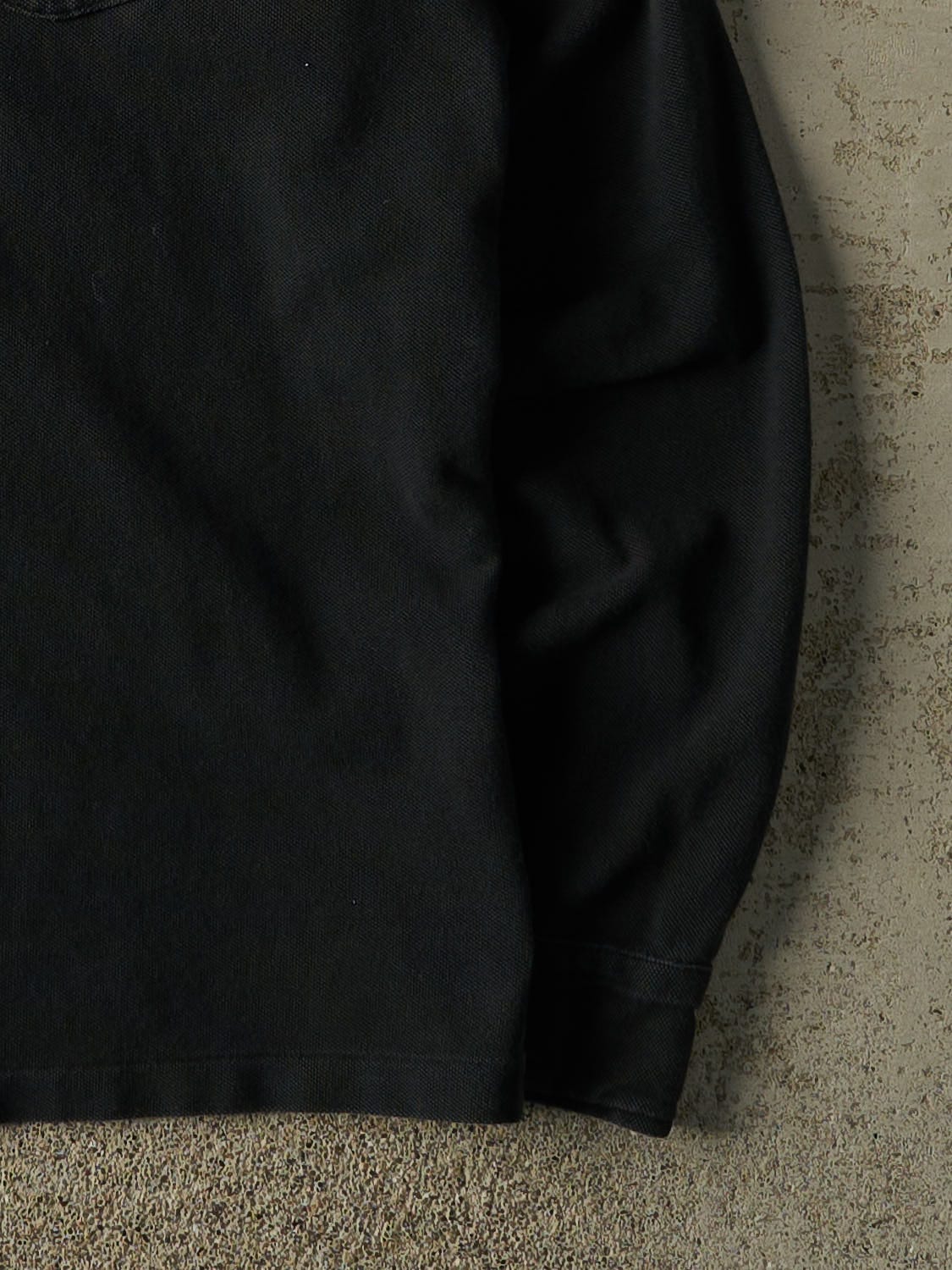 Vintage 90s Black Polo Quarter Button Long Sleeve (L) - Image 4