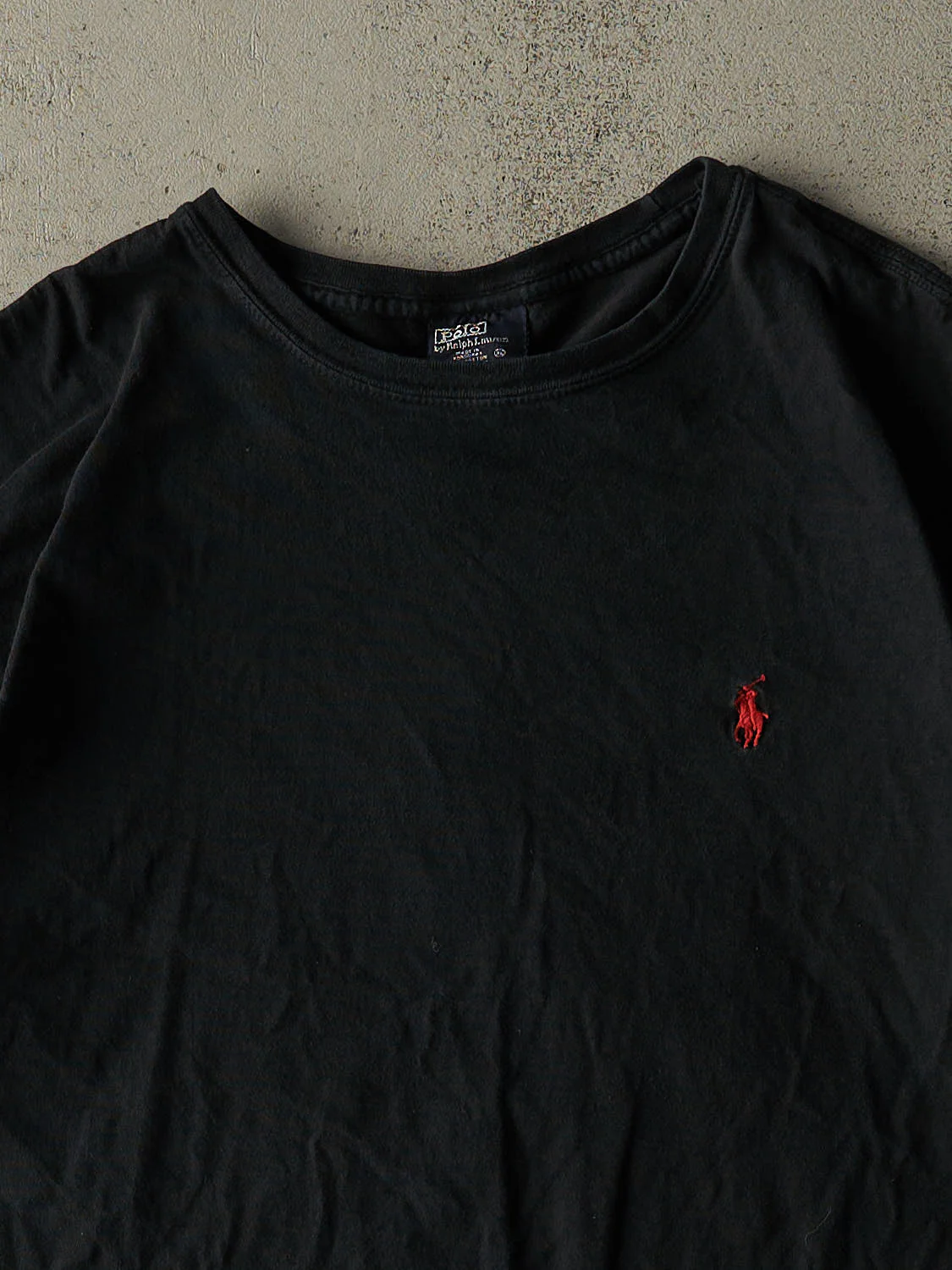 Vintage 90s Black Polo Ralph Lauren Embroidered Tee (L/XL) - Image 2