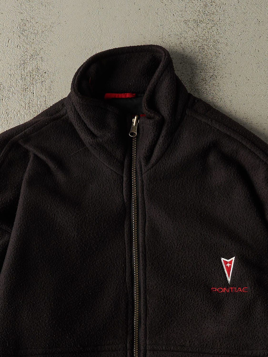 Vintage 90s Black Pontiac Embroidered Fleece Jacket (M/L) - Image 2