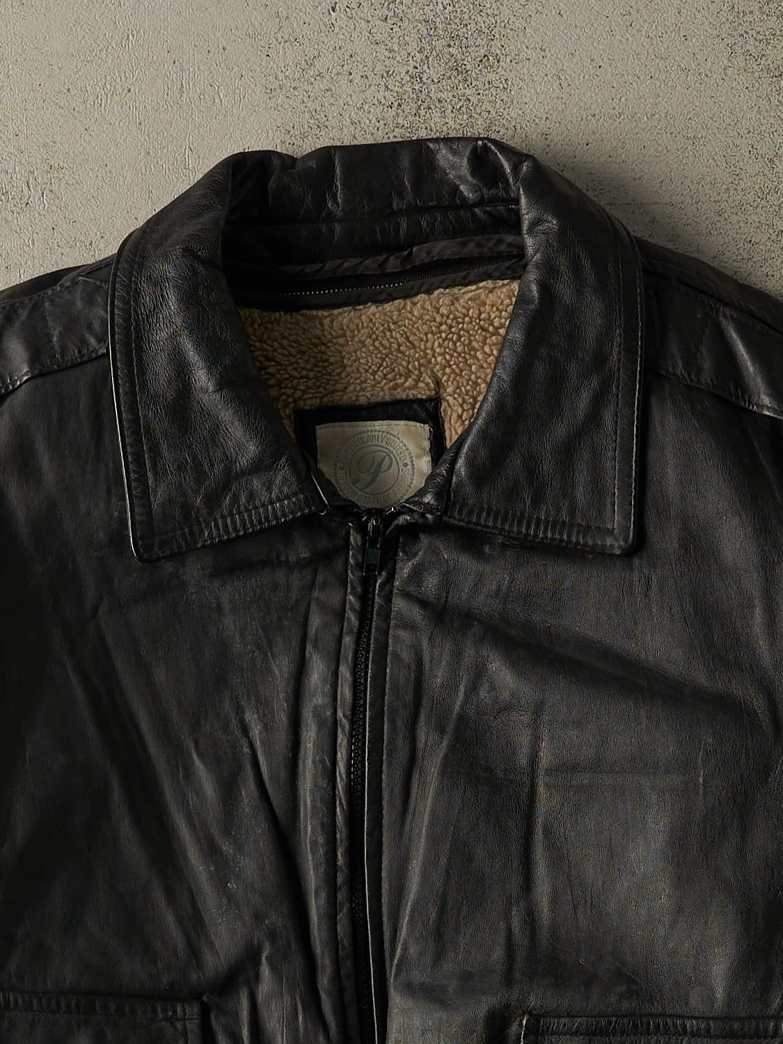 Vintage 90s Black Protocol Leather Bomber Jacket (L) - Image 3
