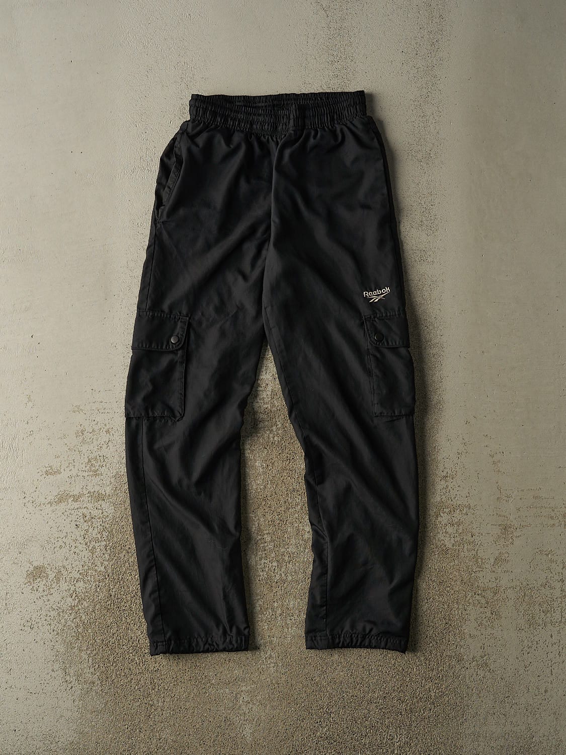 Vintage 90s Black Reebok Cargo Track Pants (26x30)
