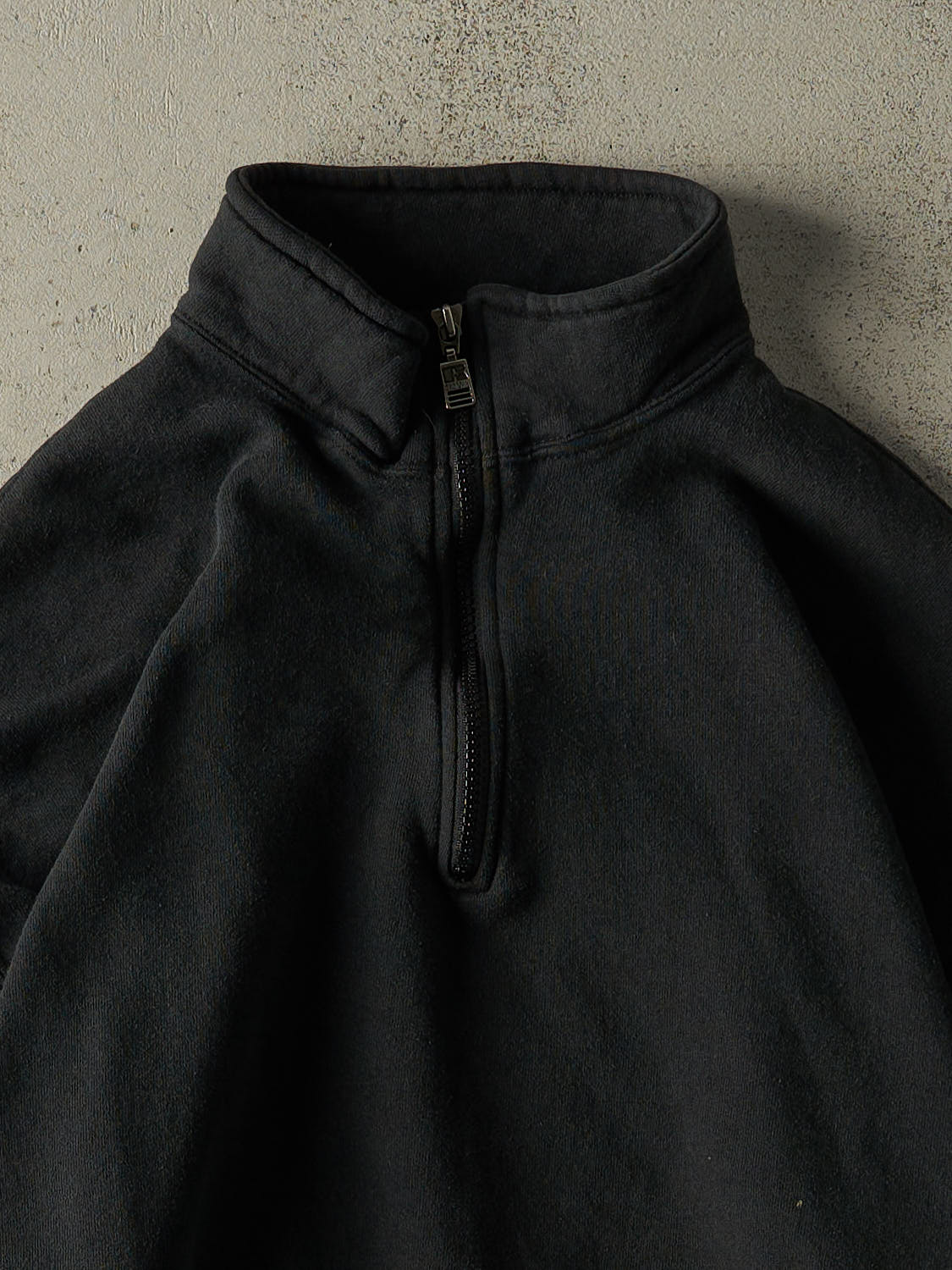 Vintage 90s Black Russell Athletic Blank Quarter Zip (L/XL) - Image 2
