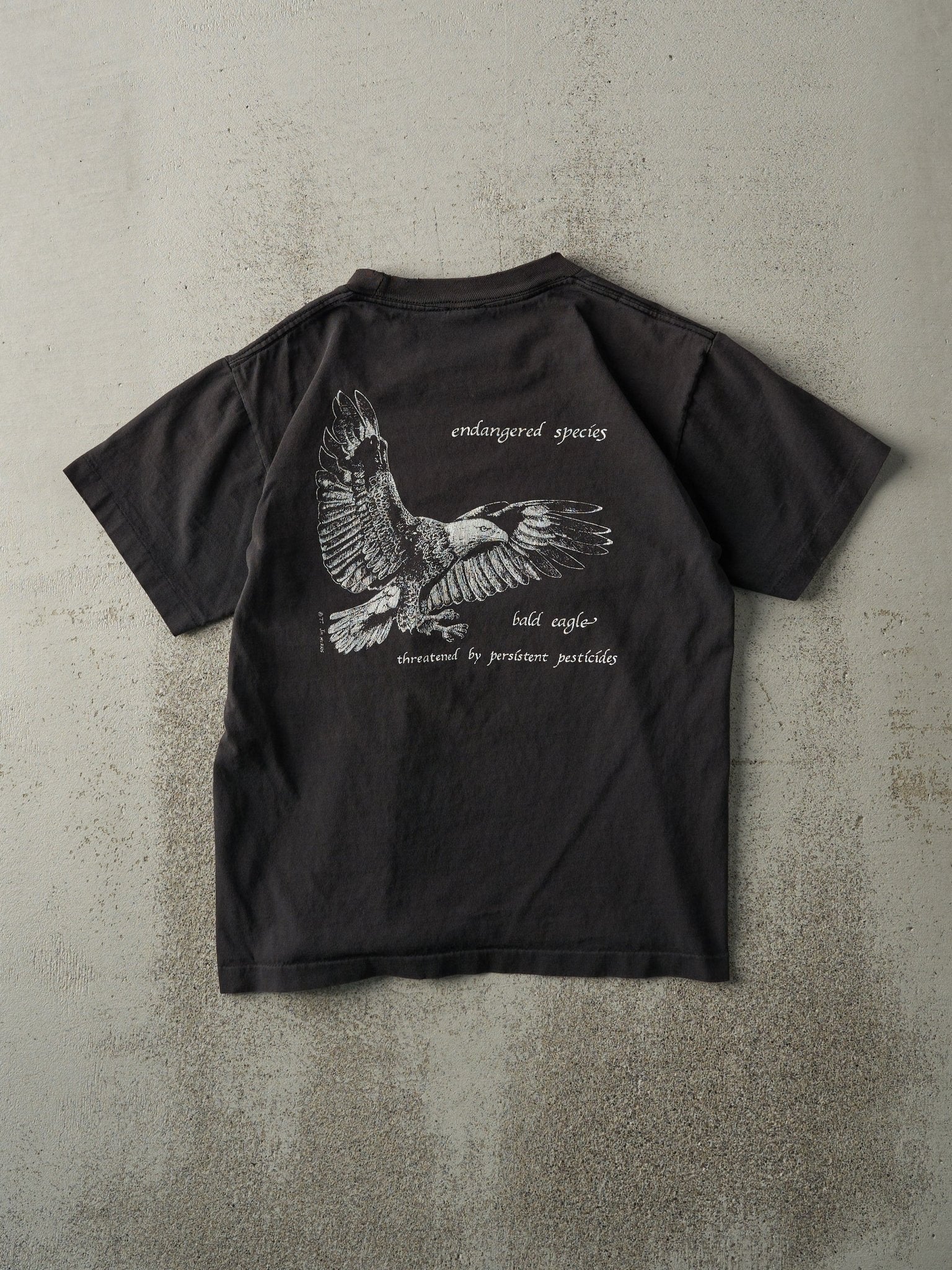 Vintage 90s Black "Save the Wolf" Single Stitch Tee (XS) - Image 2