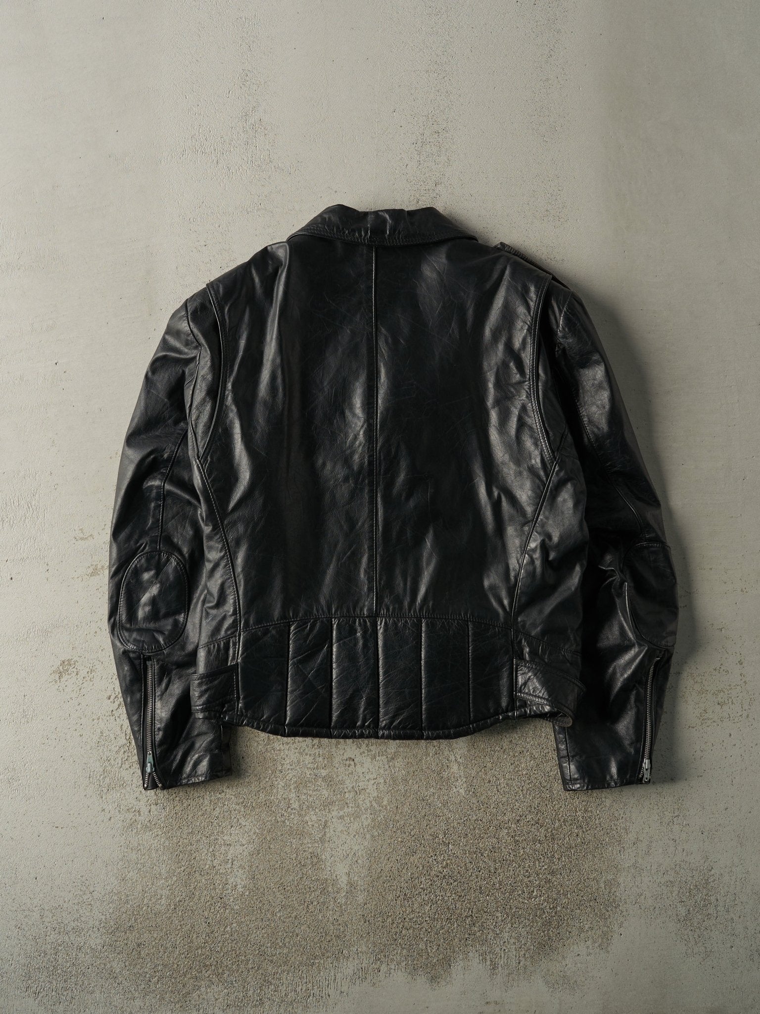 Vintage 90s Black Sears Leather Biker Jacket (L) - Image 3