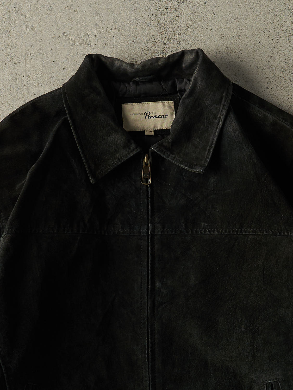 Vintage 90s Black Suede Bomber Jacket (L/XL) - Image 2