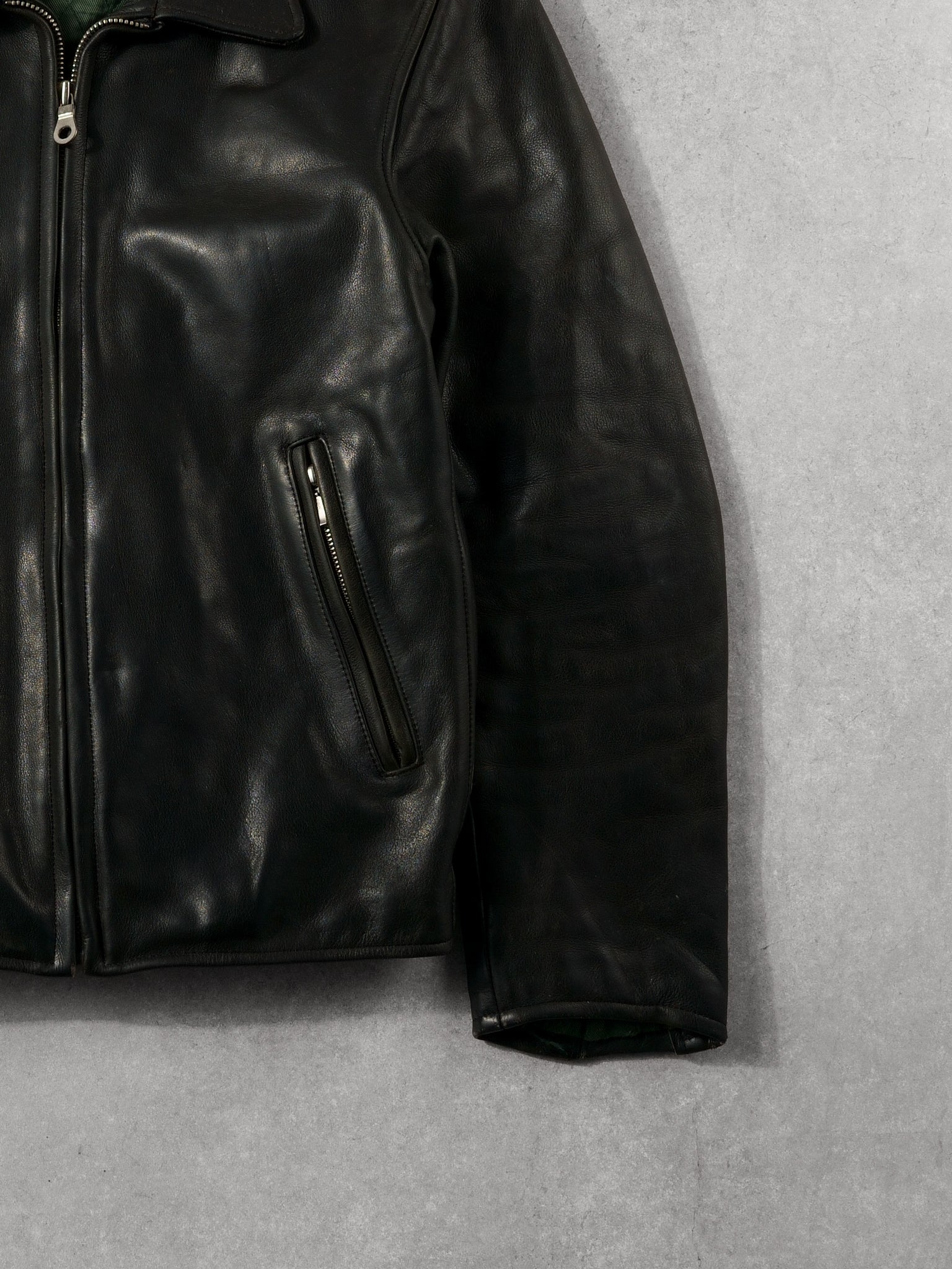 Vintage 90s Black Time & Tide Leather Collared Jacket (M) - Image 5
