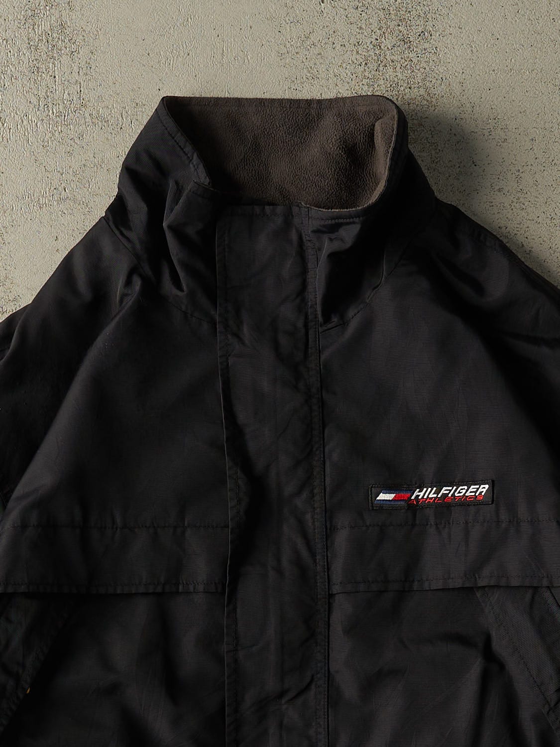 Vintage 90s Black Tommy Hilfiger Fleece Lined Jacket (L) - Image 3