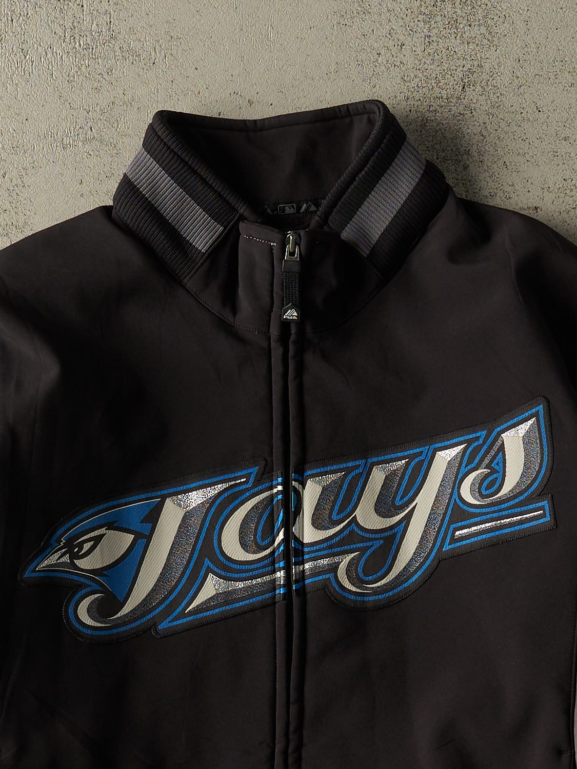 Vintage Y2K Black Toronto Blue Jays Zip Up Coaches Jacket (M/L) - Image 2