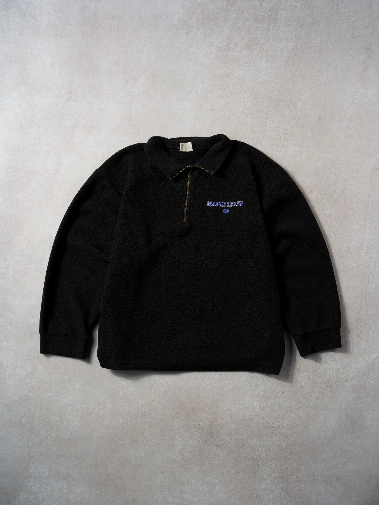 Vintage 90s Black Toronto Maple Leafs Fleece 1/4 Collared Crewneck (M/L)