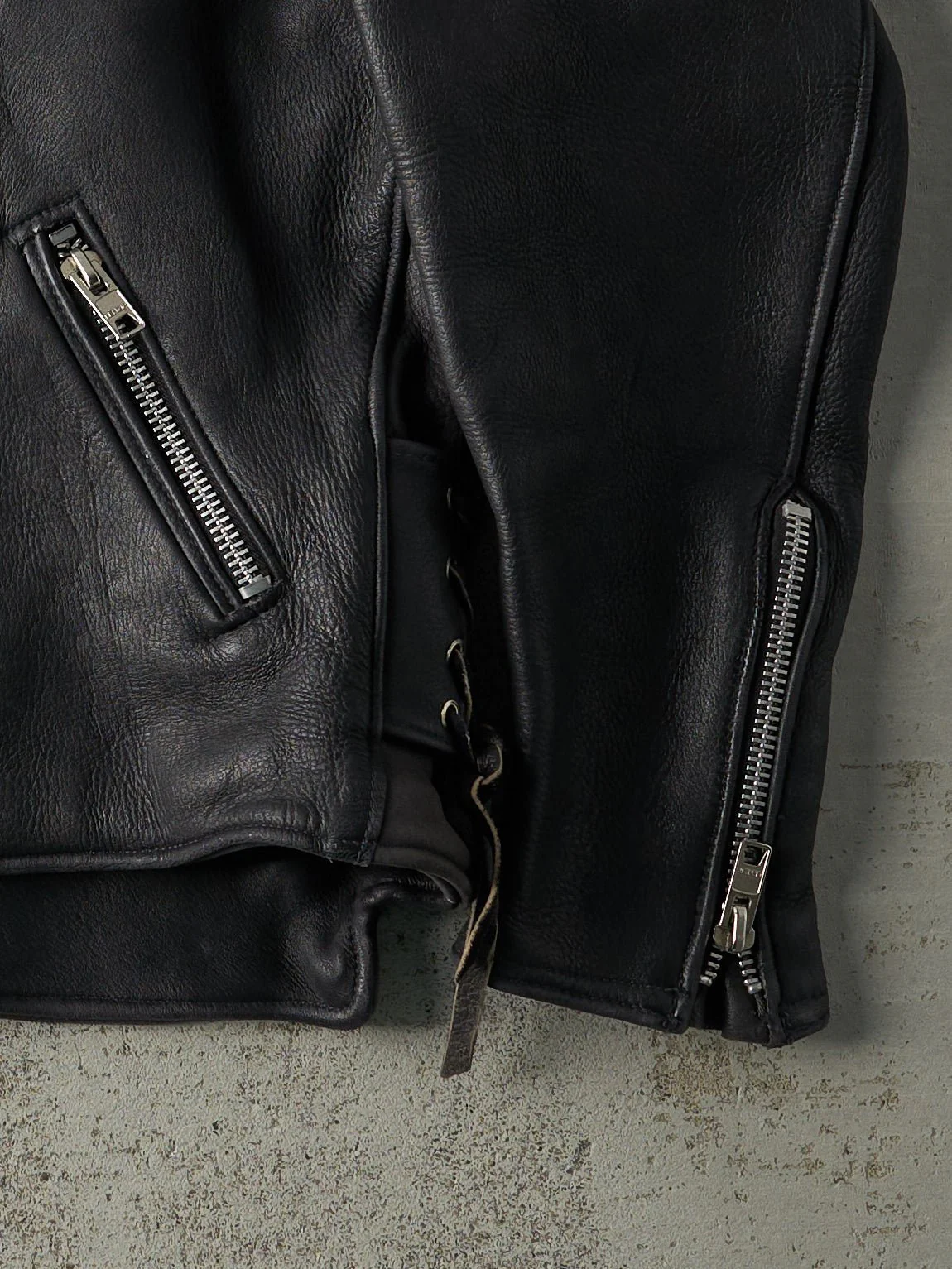 Vintage 90s Black Uber Leather Biker Jacket (L) - Image 4