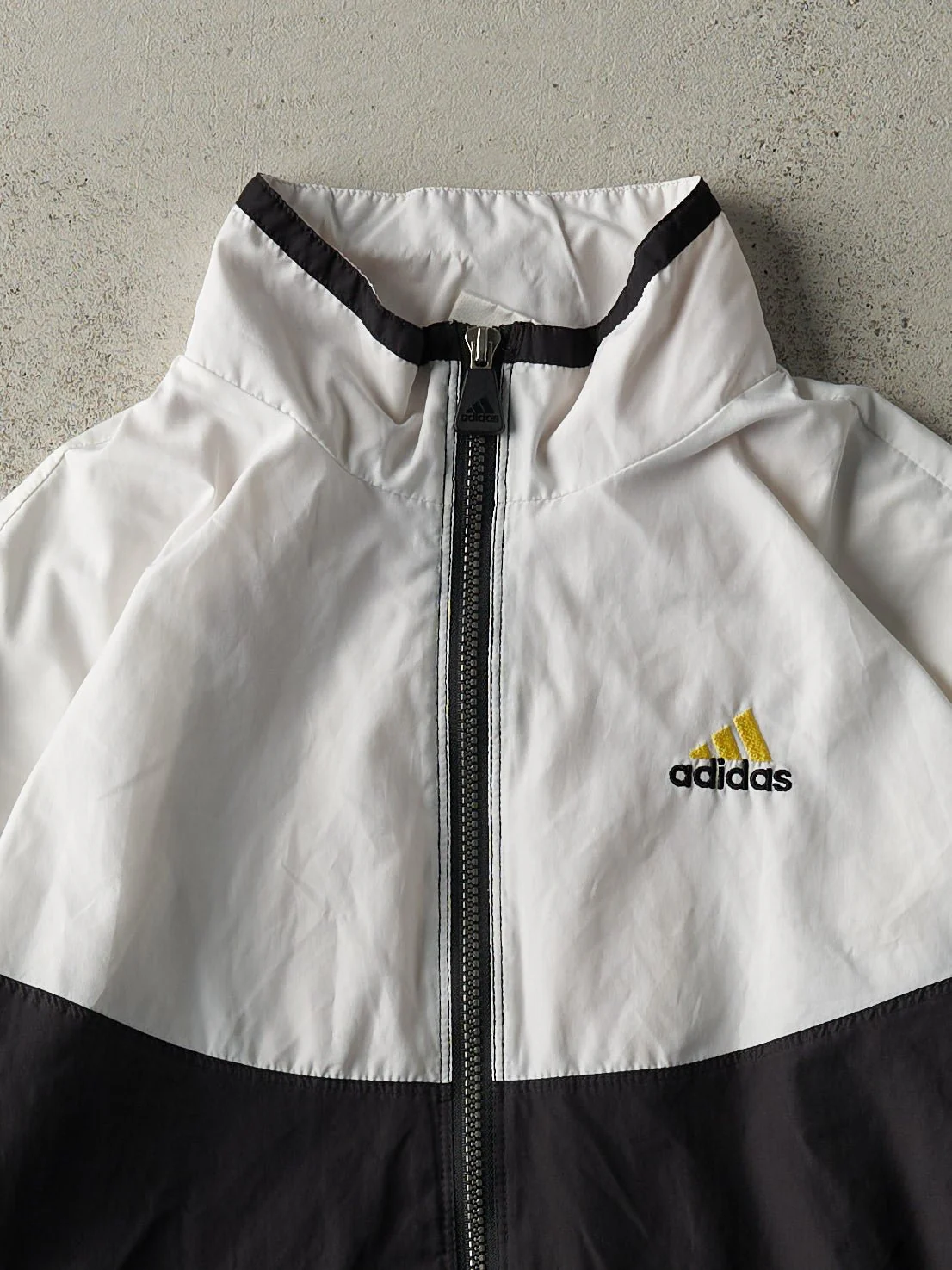 Vintage 90s Black, White & Yellow Adidas Track Jacket (S) - Image 3