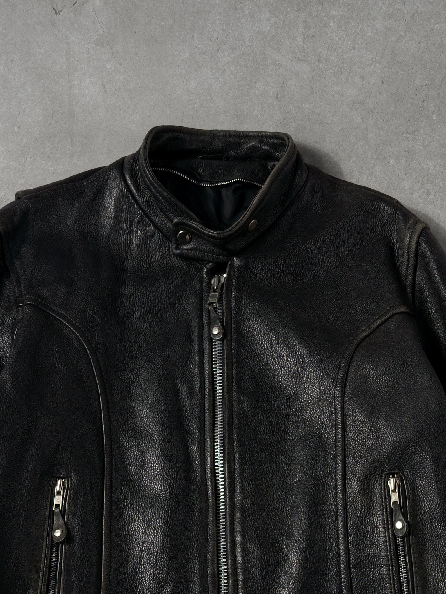 Vintage 90s Black Wilson Leather Biker Jacket (M/L) - Image 3