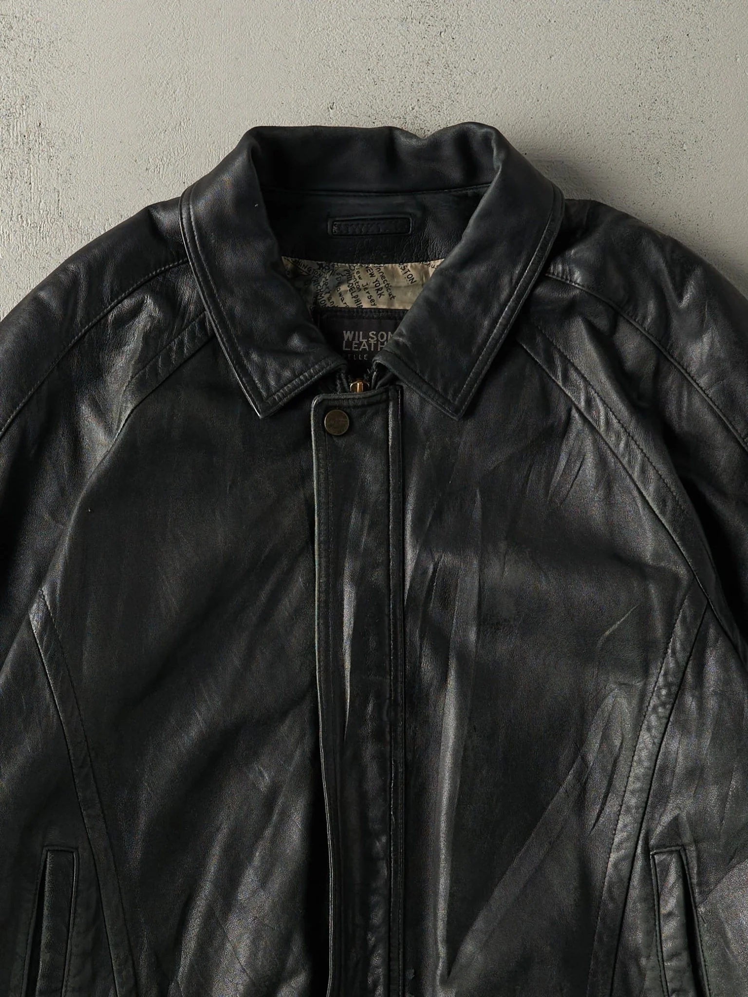 Vintage 90s Black Wilson's Leather Jacket (XL) - Image 3