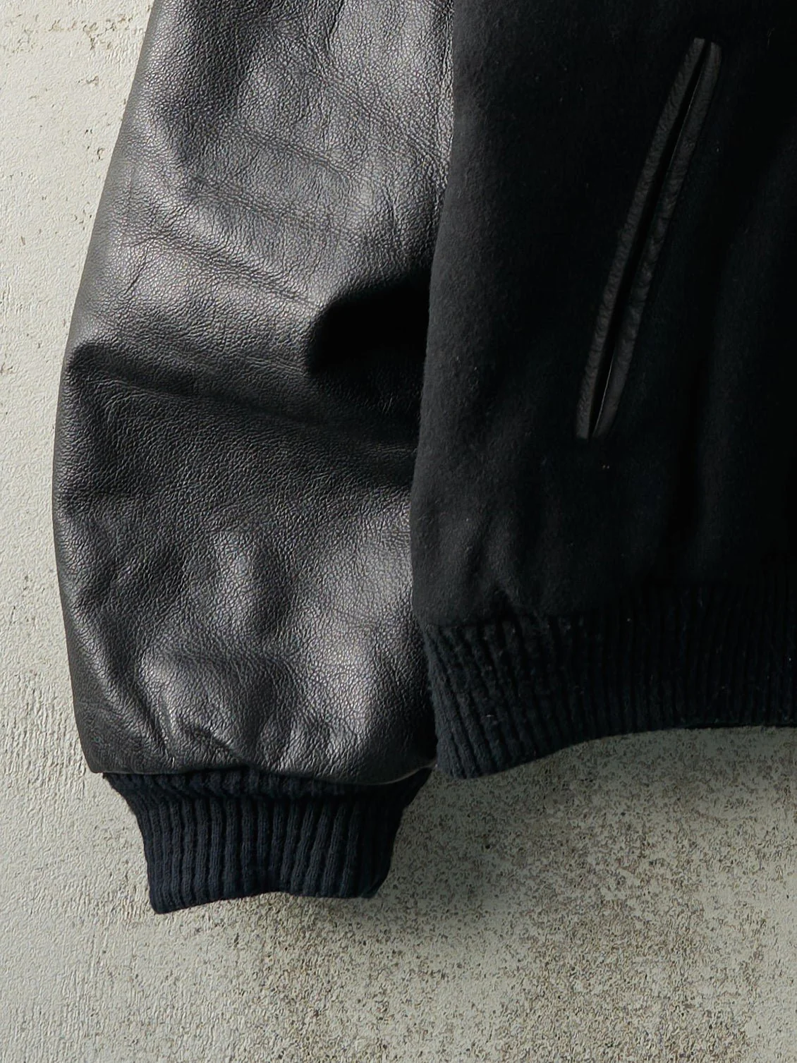 Vintage 90s Black Wool & Leather Adesa Auctions Varsity Jacket (XL) - Image 3