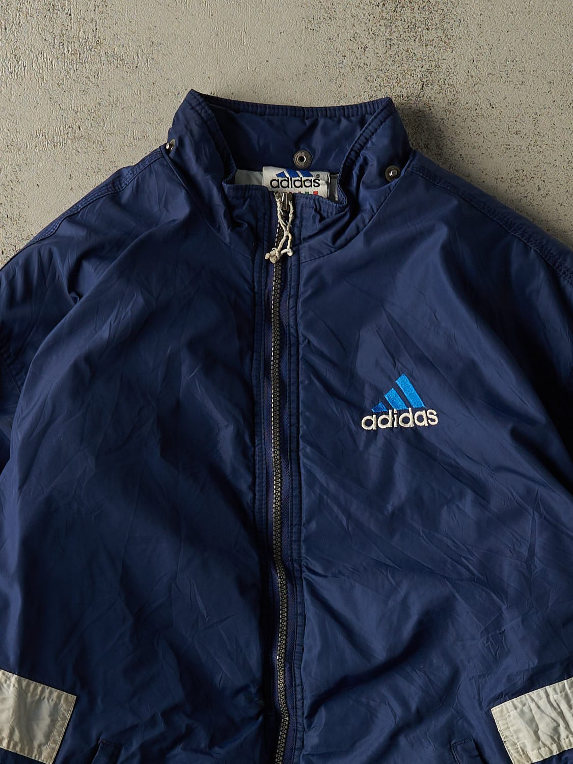 Vintage 90s Blue Adidas Puffer Windbreaker Jacket (L/XL) - Image 3