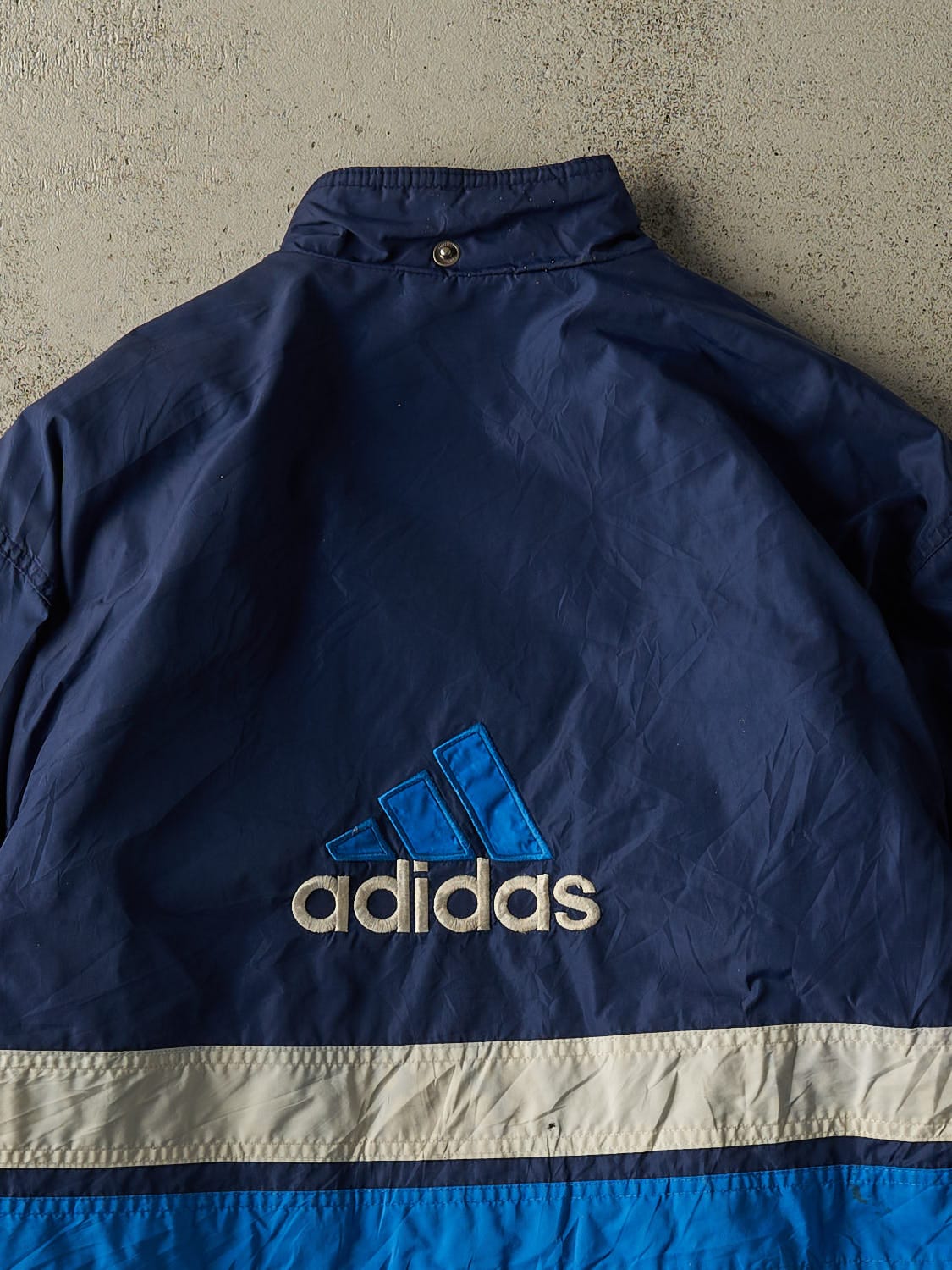 Vintage 90s Blue Adidas Puffer Windbreaker Jacket (L/XL) - Image 4