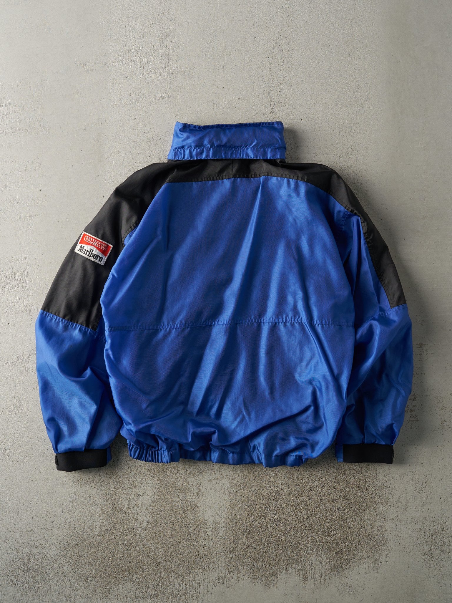 Vintage 90s Blue & Black Marlboro Windbreaker Jacket (L) - Image 2