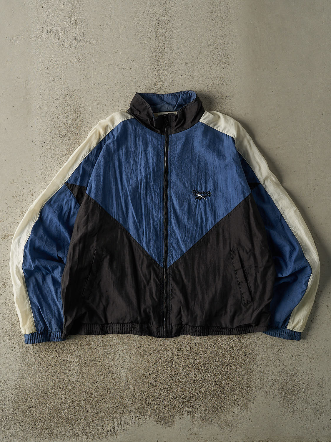 Vintage 90s Blue Black & White Reebok Track Jacket (L/XL)