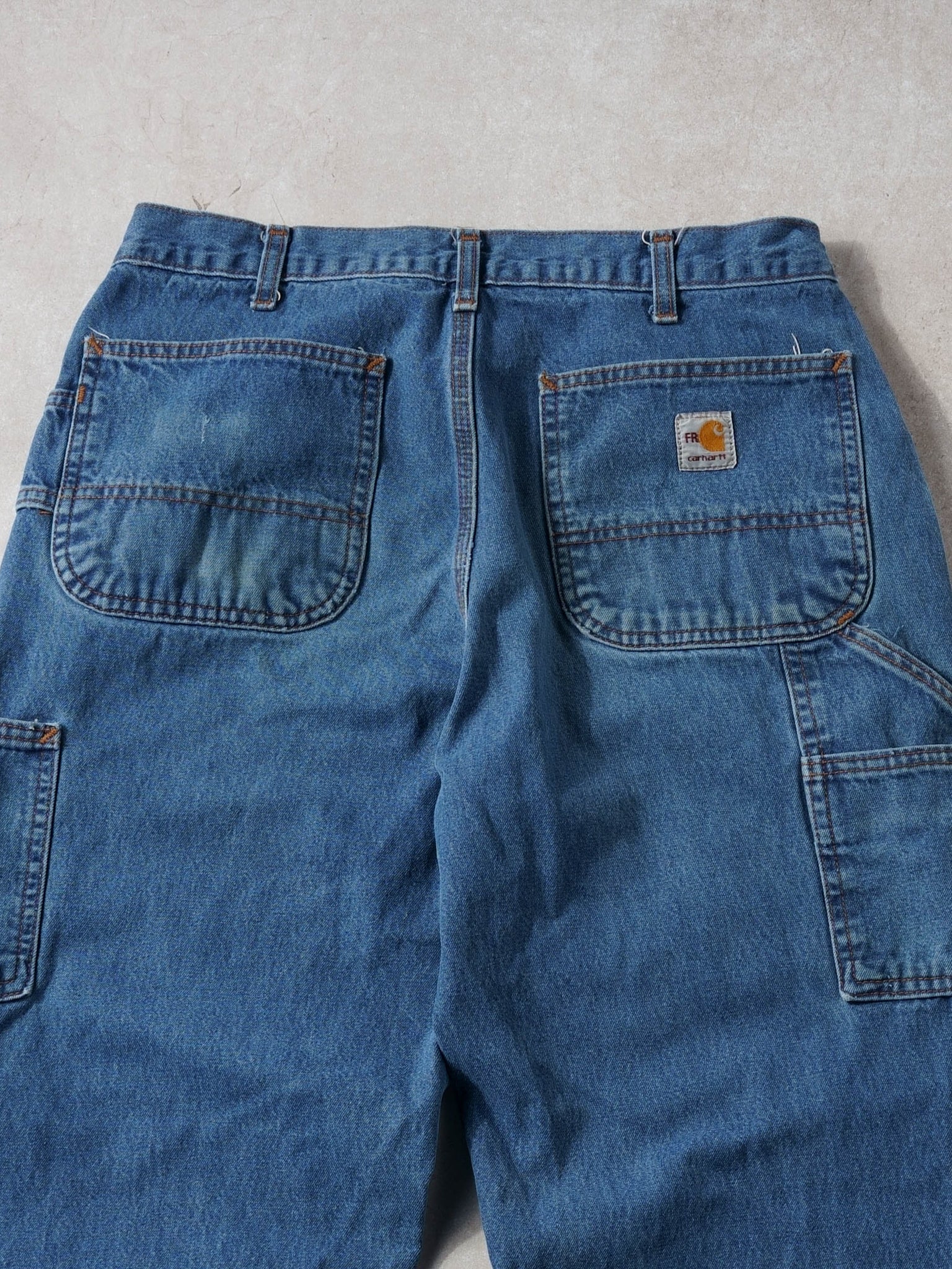Vintage 90s Blue Carhartt Denim Carpenter Pants (32x30) - Image 4