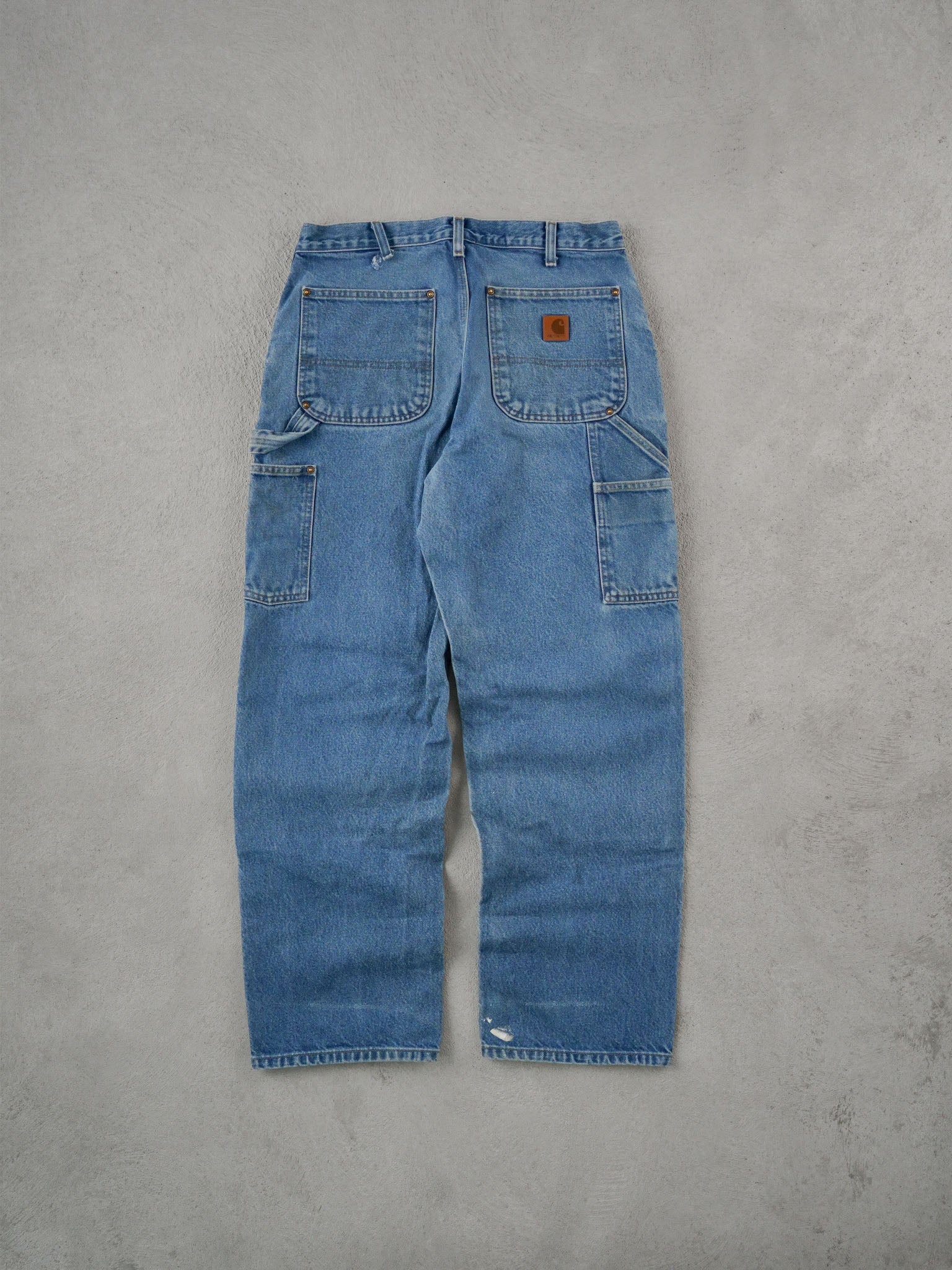 Vintage 90s Blue Carhartt Double Knee Carpenter Pants (32x30) - Image 2