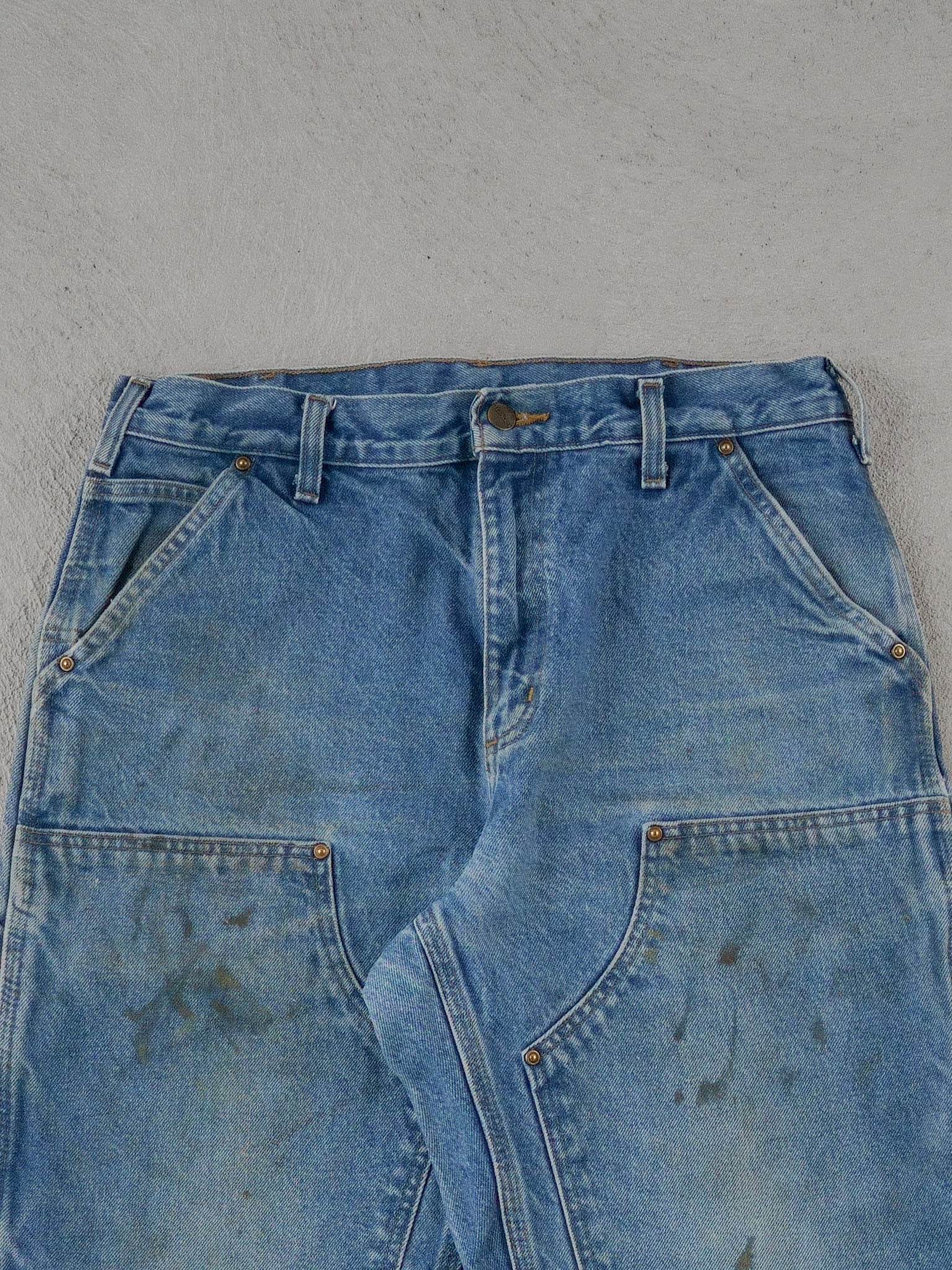 Vintage 90s Blue Carhartt Double Knee Carpenter Pants (32x30) - Image 3
