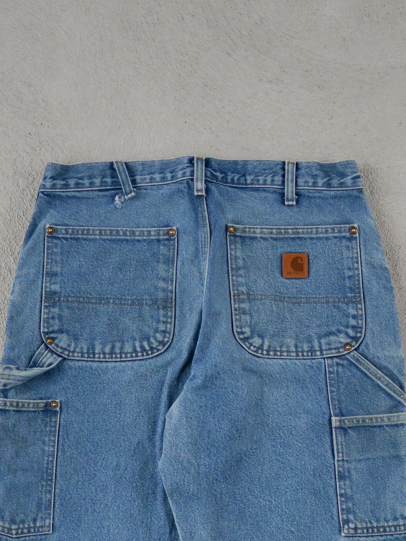 Vintage 90s Blue Carhartt Double Knee Carpenter Pants (32x30) - Image 4