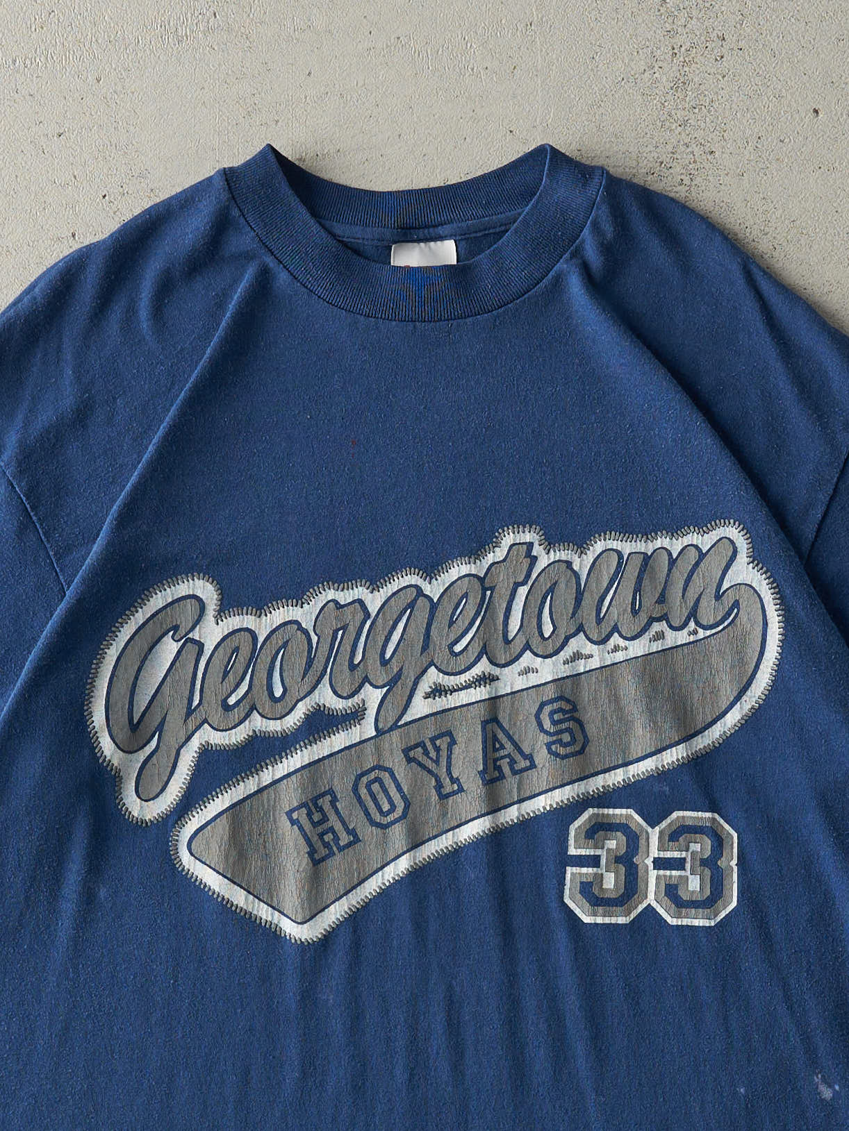 Vintage 90s Blue Georgetown University Hoyas Single Stitch Tee (M/L) - Image 2