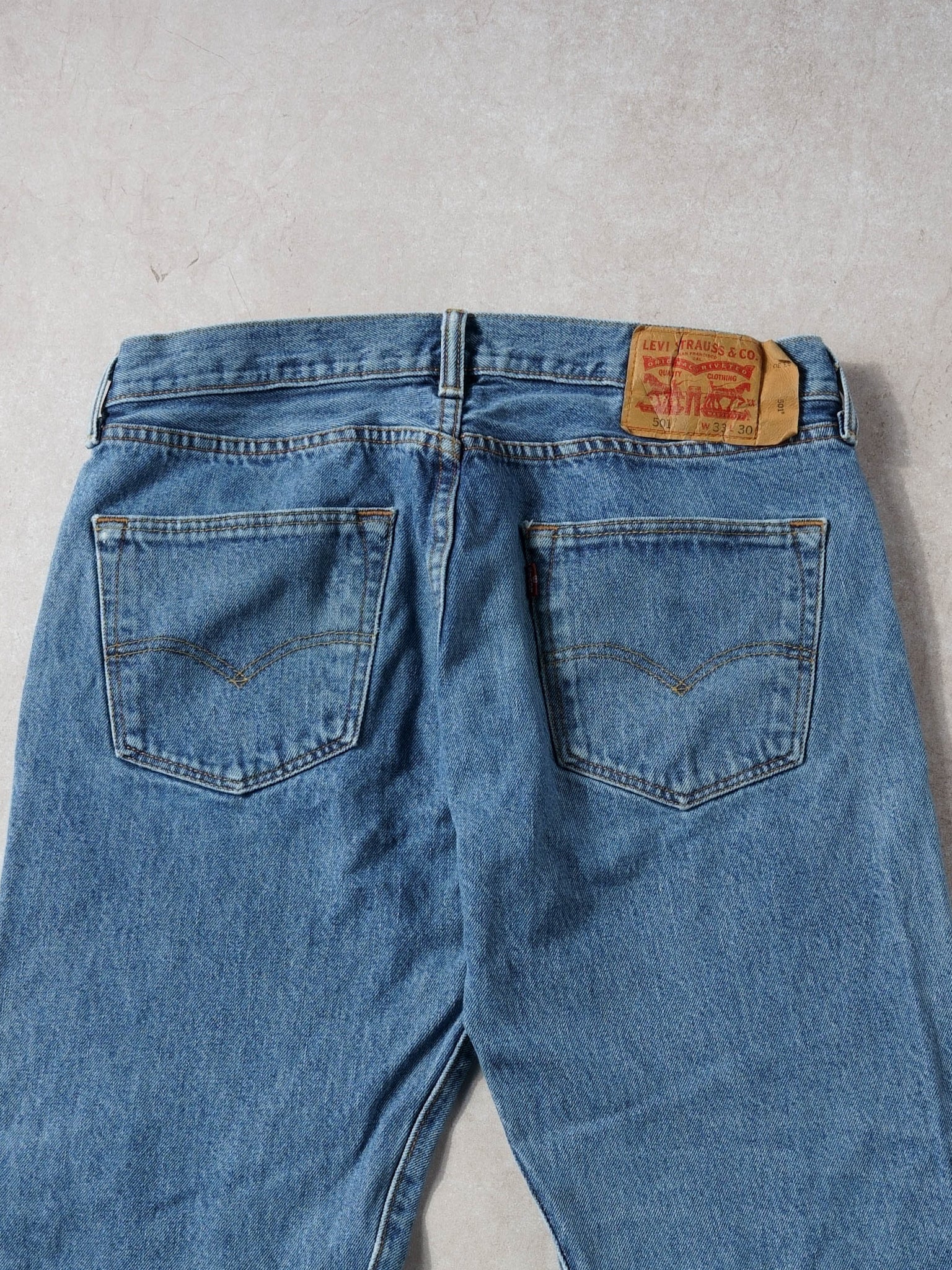 Vintage 90s Blue Levi's 501 Denim Jeans (32x29) - Image 4